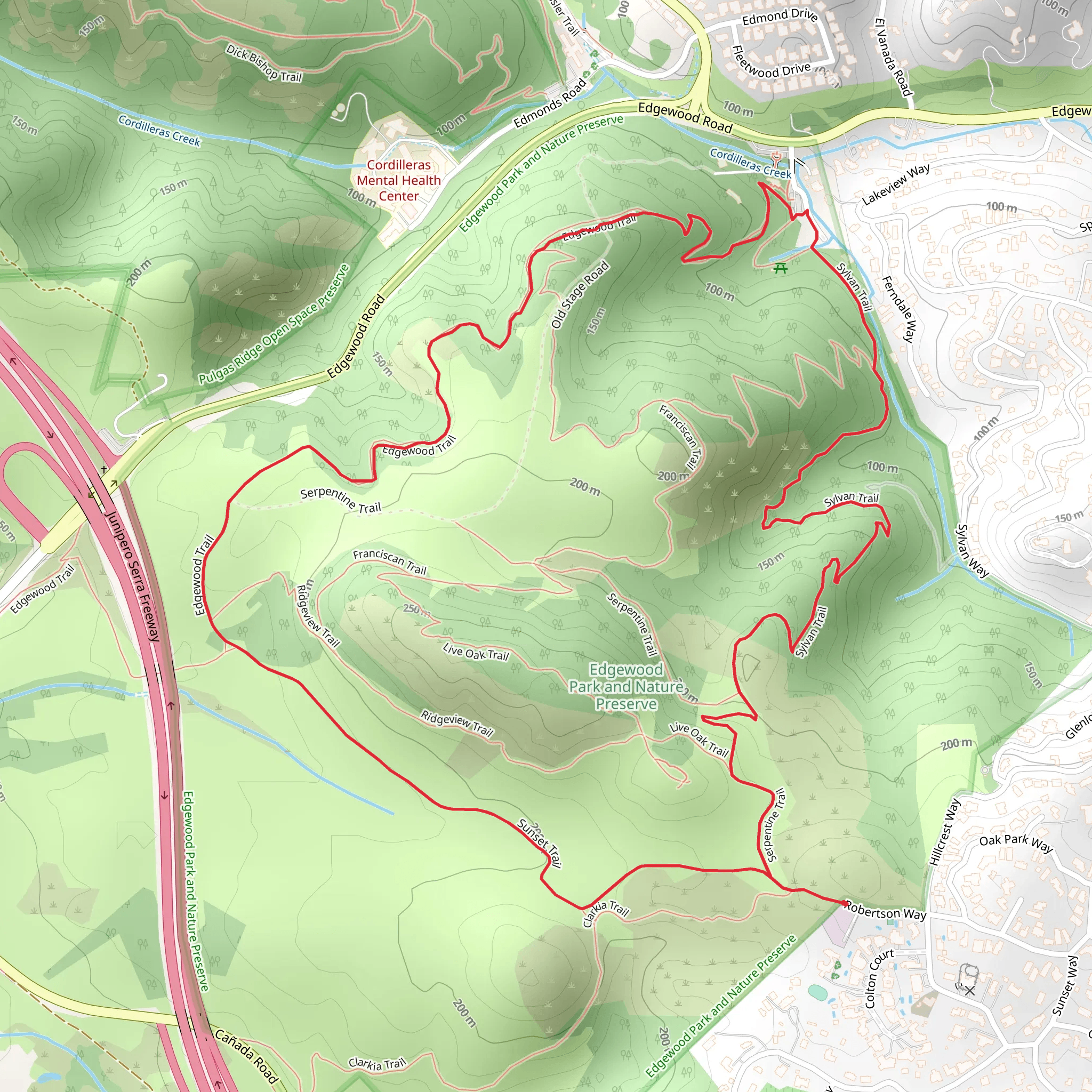 Sylvan Trail and Edgewood Loop trail mobile static map