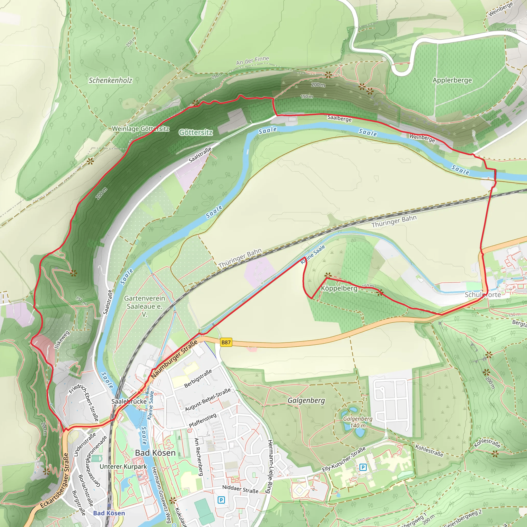Köppelberg and Saale Loop via Am Fischhaus mobile static map