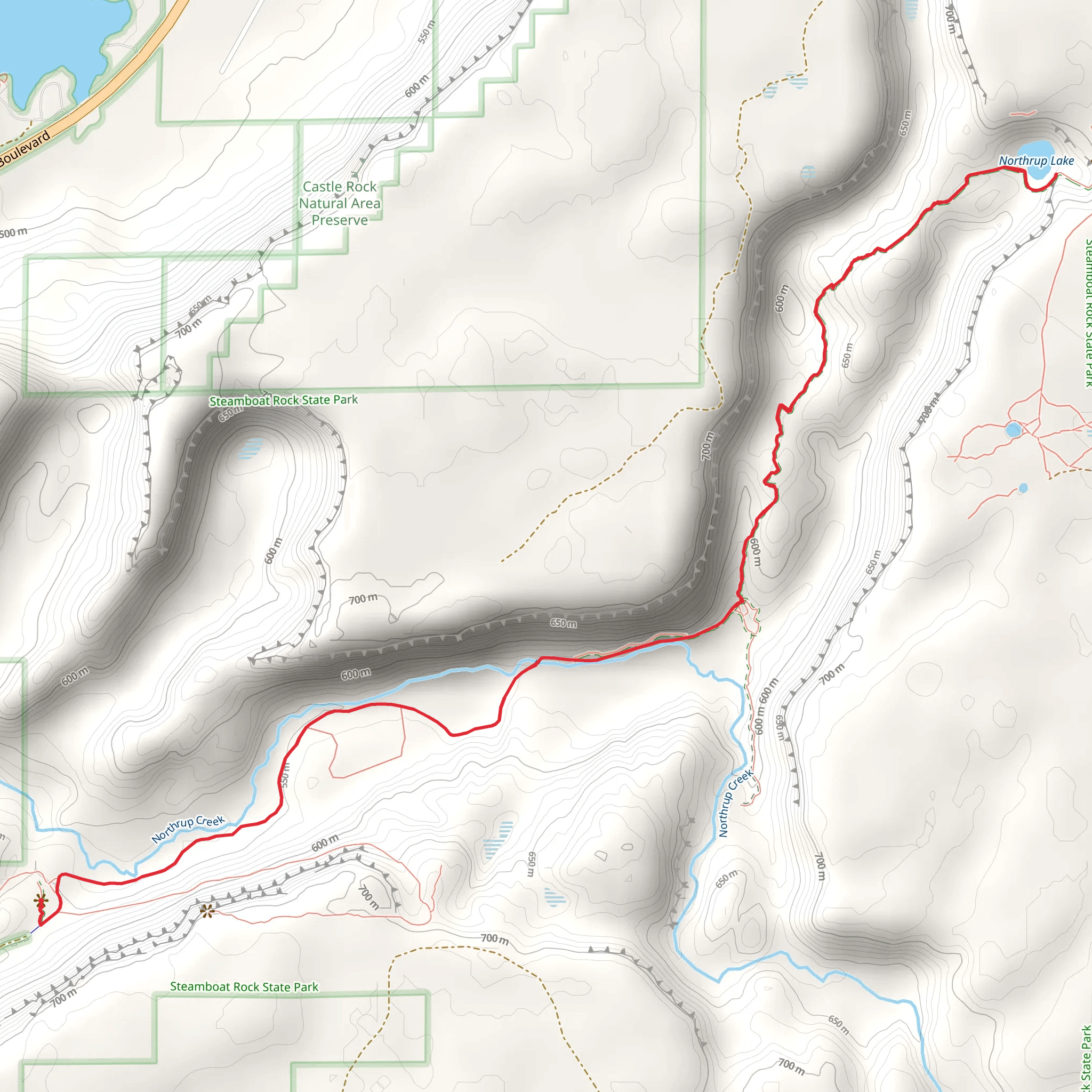 Northrup Lake Out and Back mobile static map