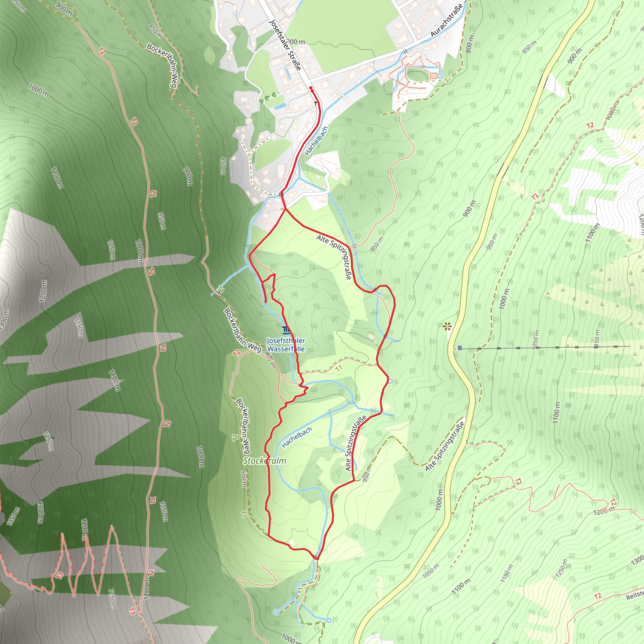 Stockeralm and Josefstaler Wasserfaelle via Alte Spitzingstraße mobile static map