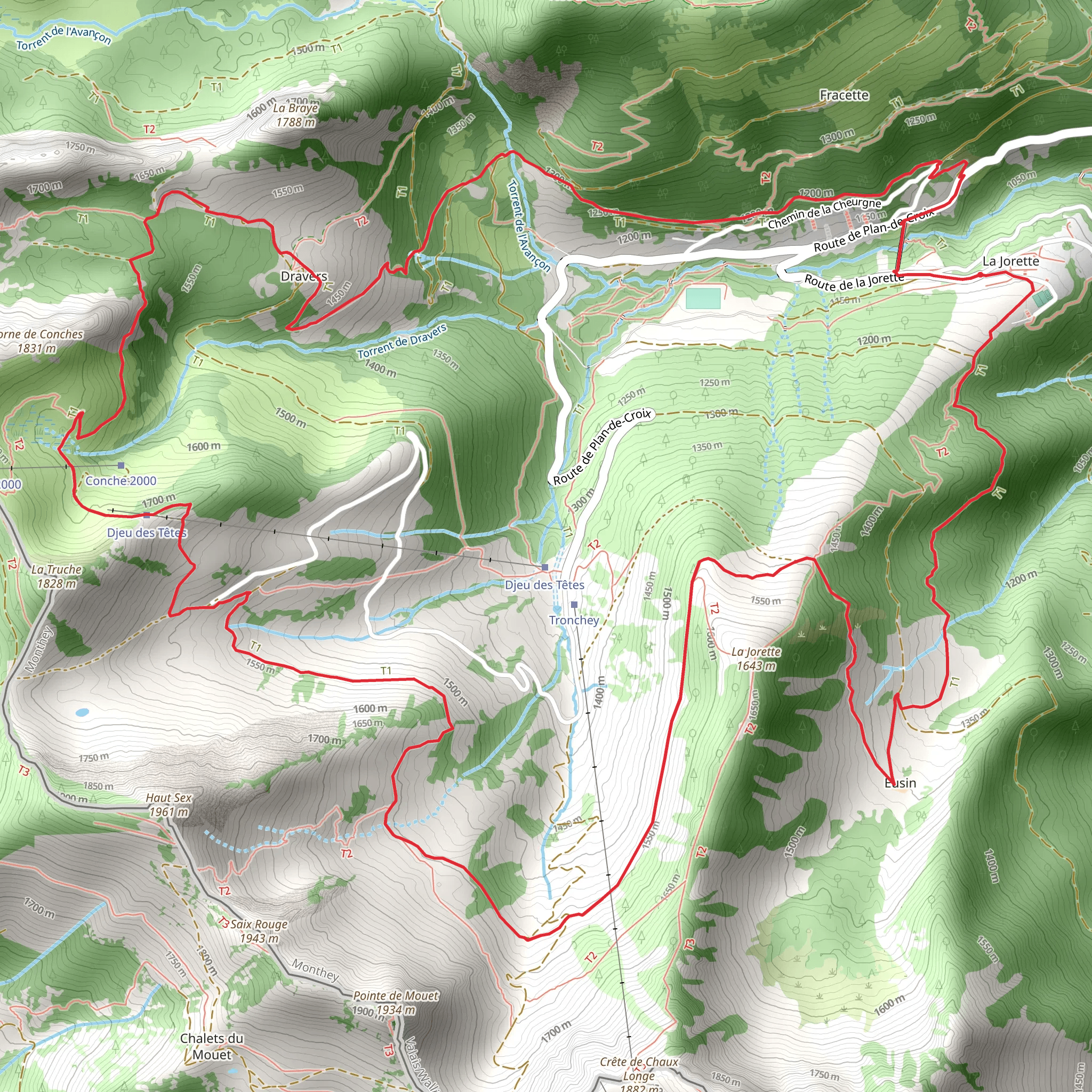 Sentier des alpages de Vionnaz mobile static map