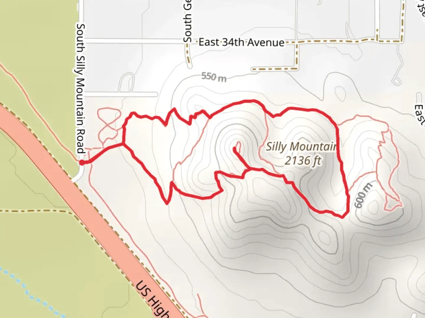An image depicting the trail Brittlebush Trail, Old Baldy Trail and Palo Verde Trail Loop and its surrounding area.