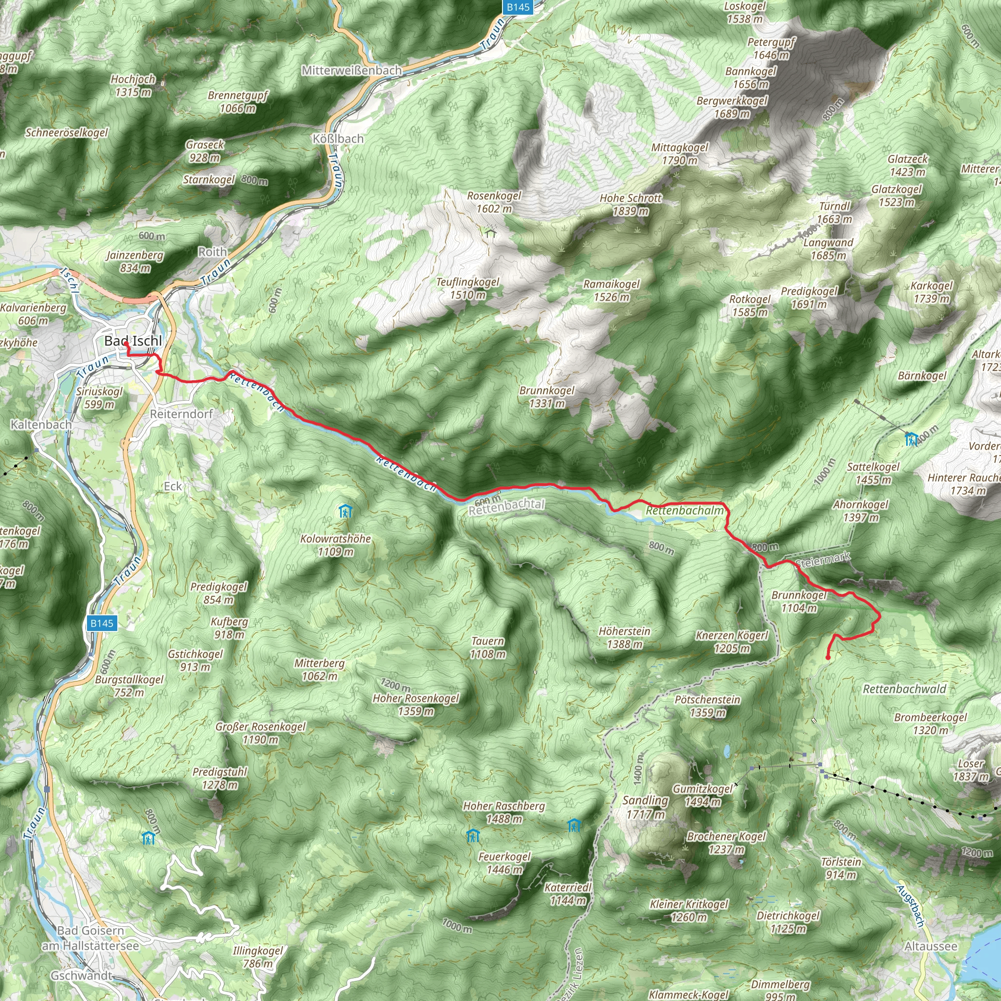 Rettenbachalm to Blaa Alm and Altaussee mobile static map