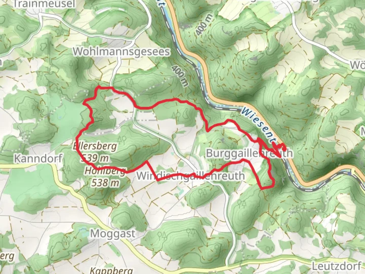 An image depicting the trail Burggaillenreuth Loop and its surrounding area.