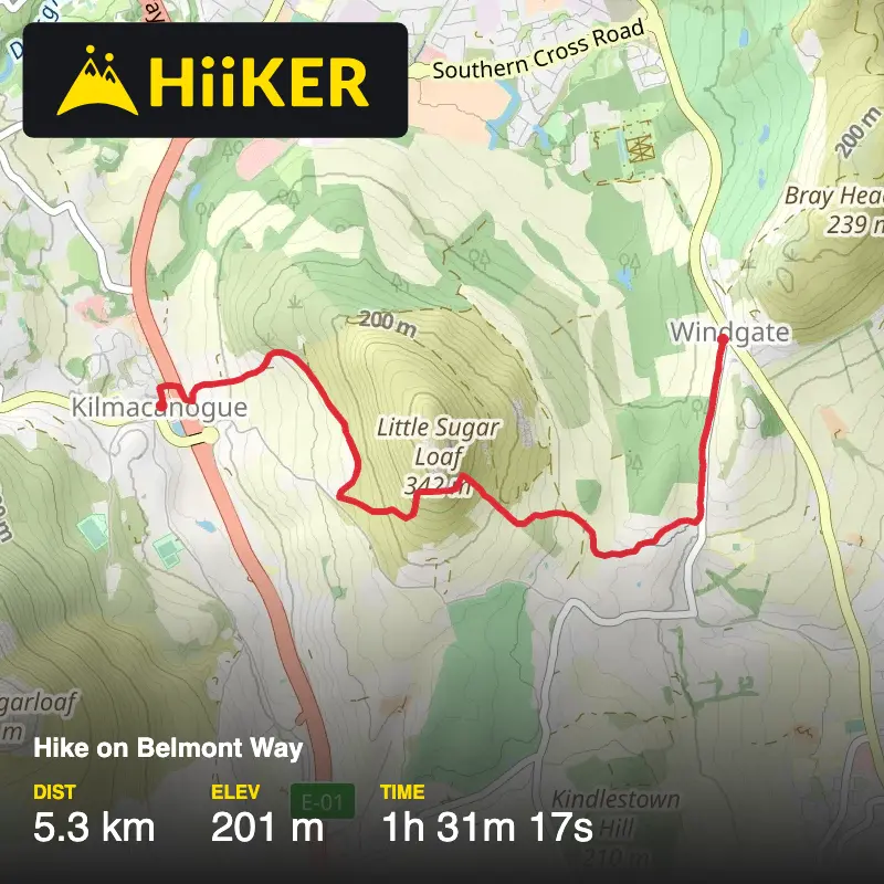 A map preview of the recording Hike on Belmont Way.