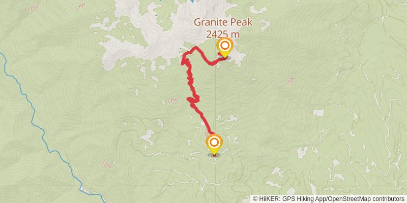 Granite Peak Spur via Stoney Ridge Trail stage 2 Map
