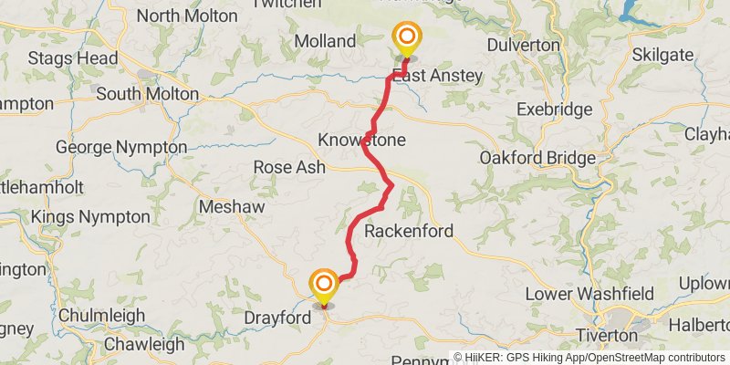 Blue Anchor to Widecombe in Moor via the Two Moors Way stage 7 Map
