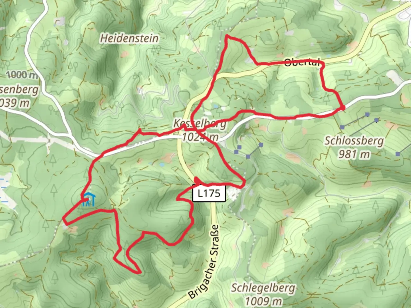 An image depicting the trail Unterer Hirzwald Lange Lochen and Mittelweg Loop and its surrounding area.