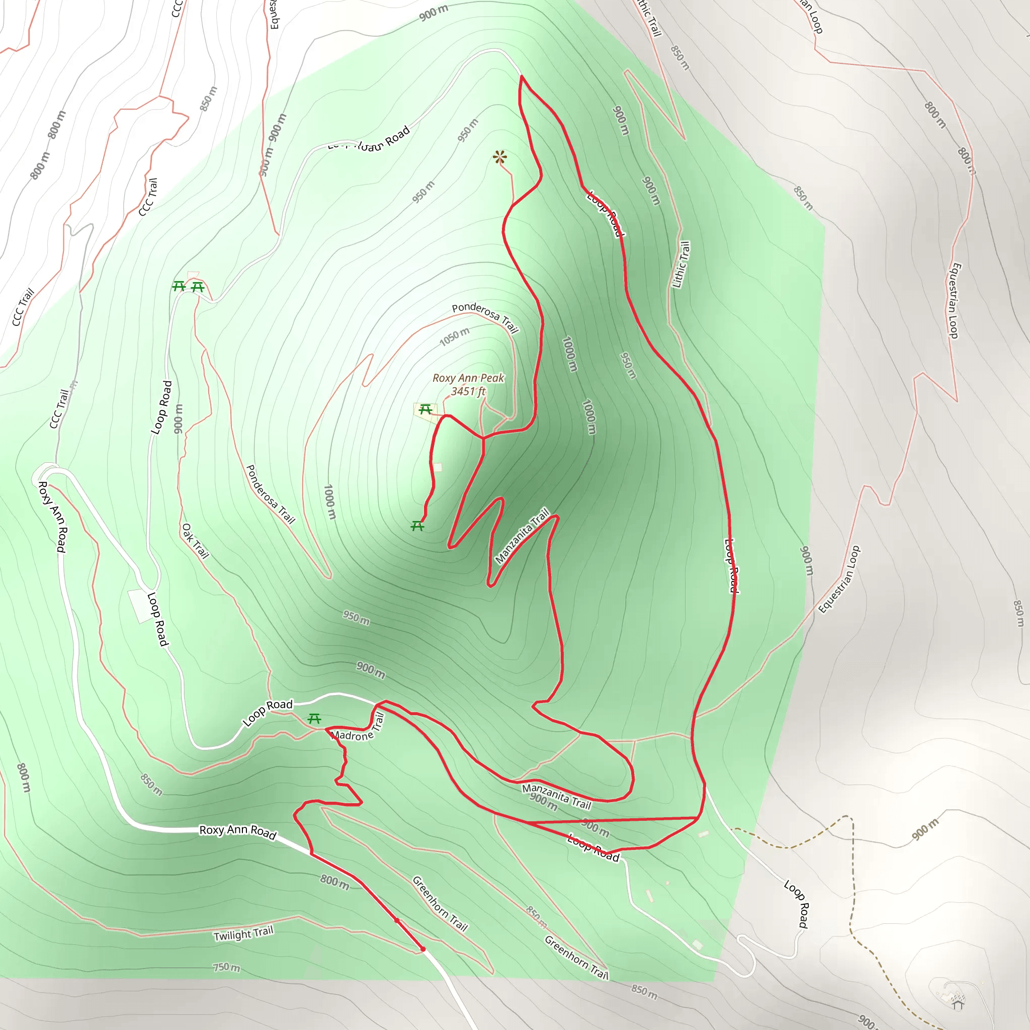 Roxy Ann Peak and Prescott Park via Manzanita Loop Trail mobile static map