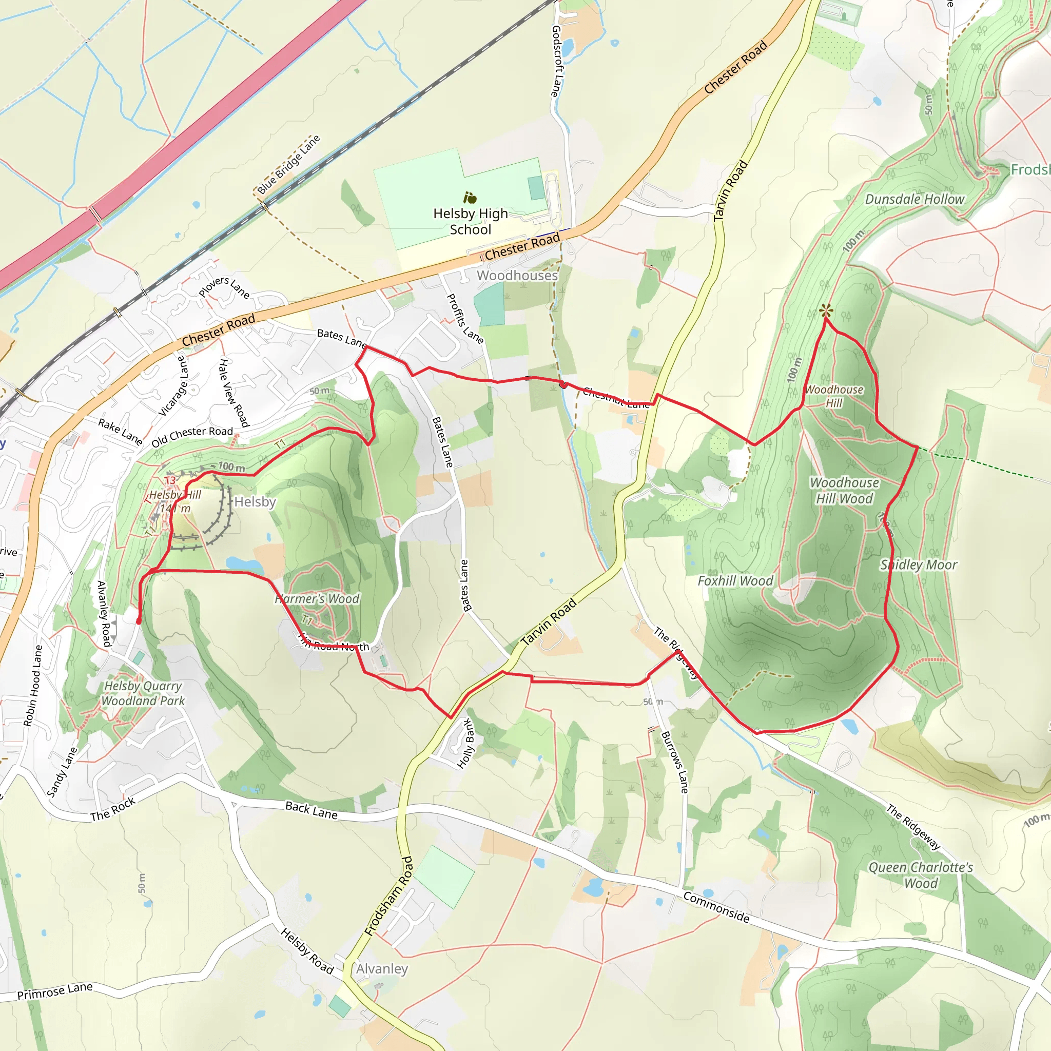 Harmer's Wood, Woodhouse Hill and Helsby Hill mobile static map