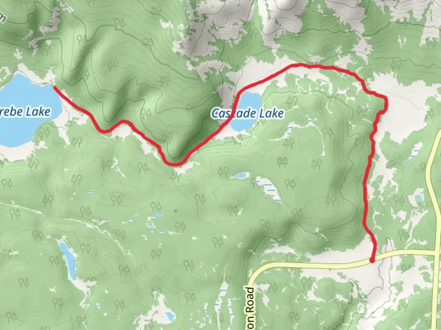 An image depicting the trail Grebe Lake via Howard Eaton Trail and its surrounding area.