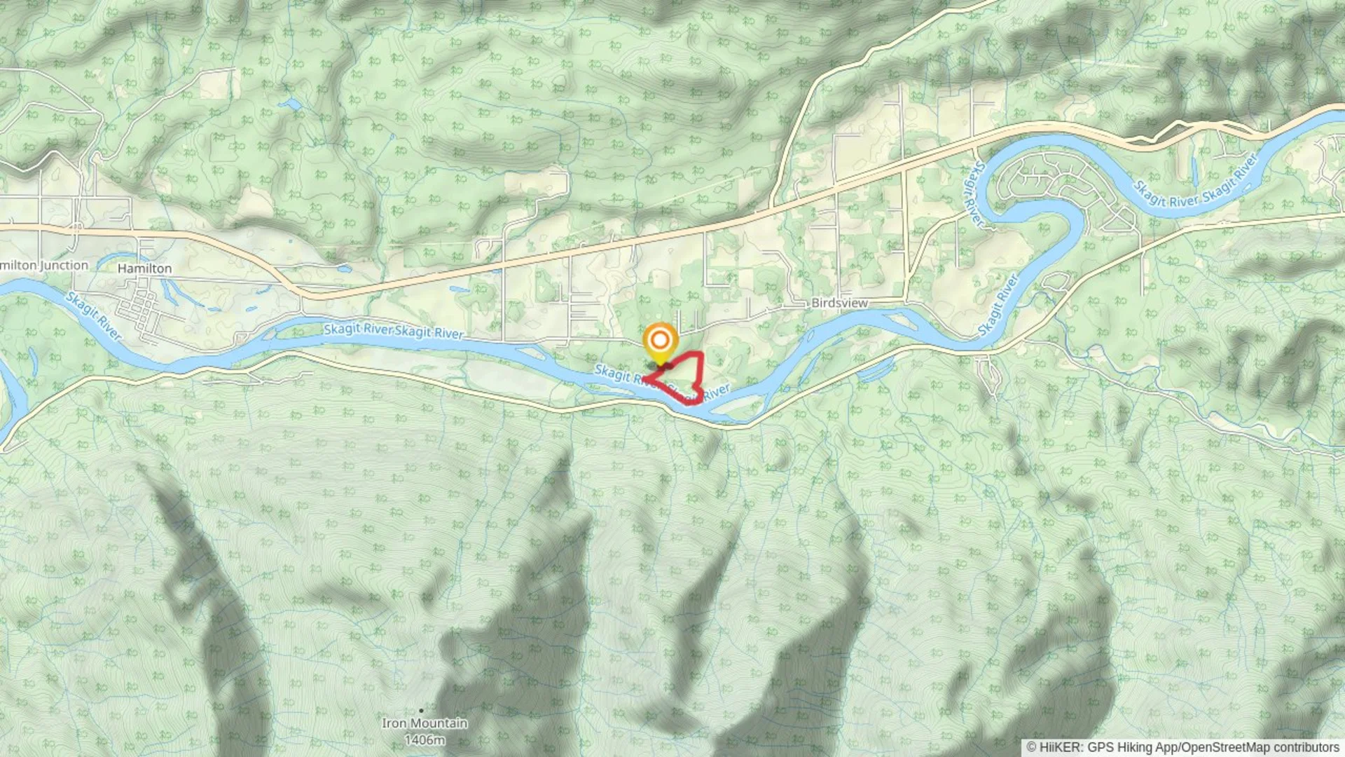 An image depicting the trail Alder Trail and Up River Trail and its surrounding area.