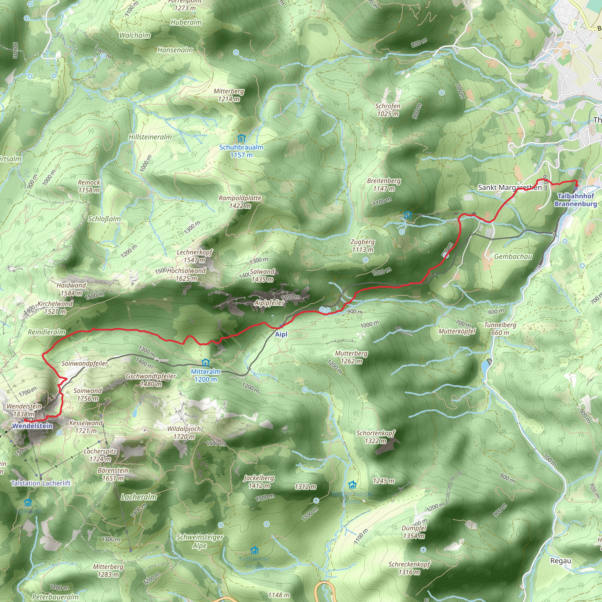 Talbahnhof Brannenburg to Wendelstein via Kuenstlerweg mobile static map