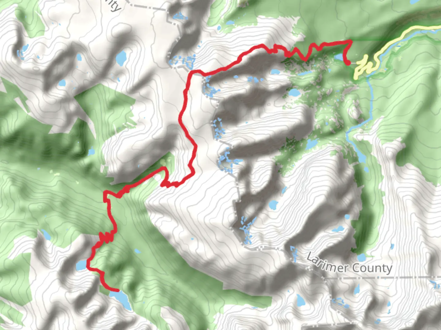 An image depicting the trail Lake Nanita via Flattop Mountain Trail and its surrounding area.