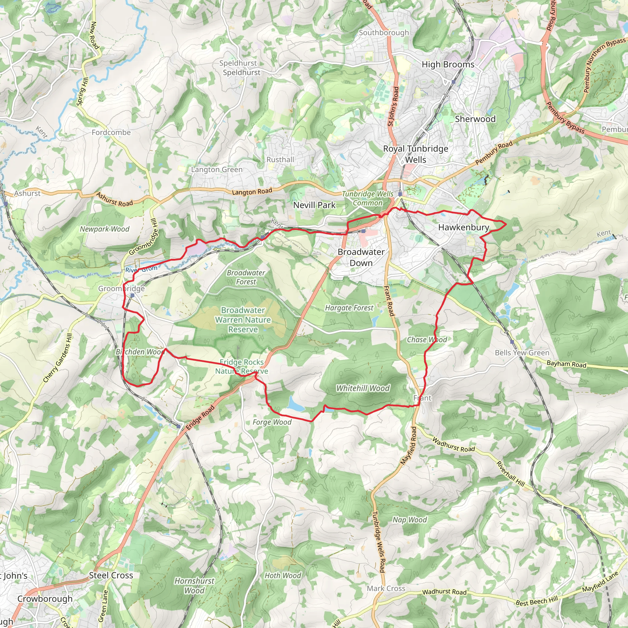 Tunbridge Wells, Groombridge and Frant Loop mobile static map