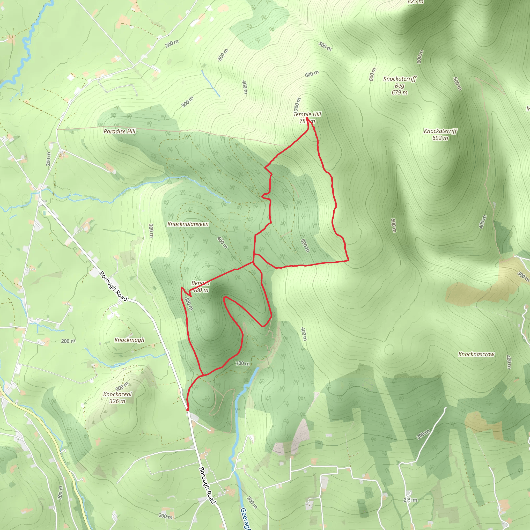 Temple Hill and Benard Loop mobile static map