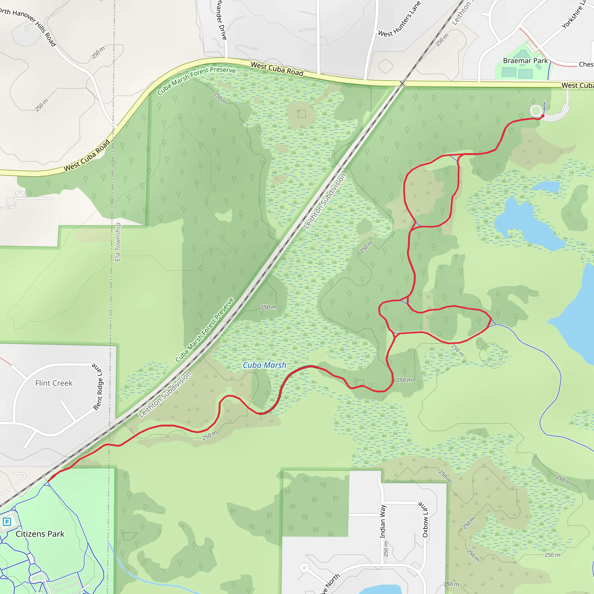 Cuba Marsh Forest Preserve Loop mobile static map