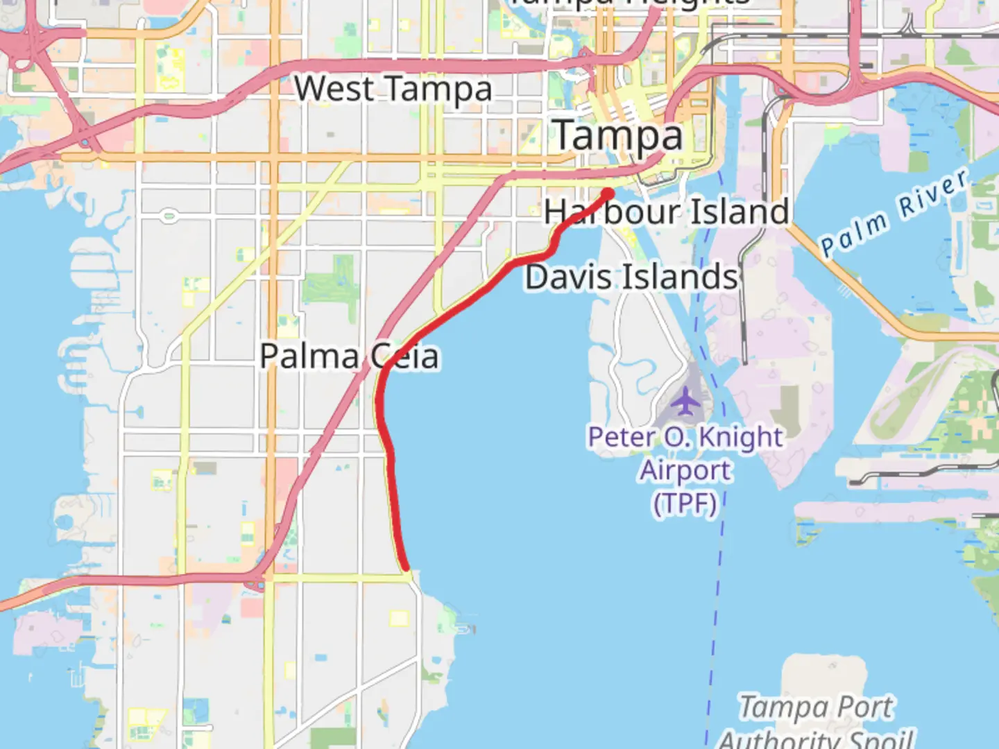An image depicting the trail Bayshore Boulevard and its surrounding area.