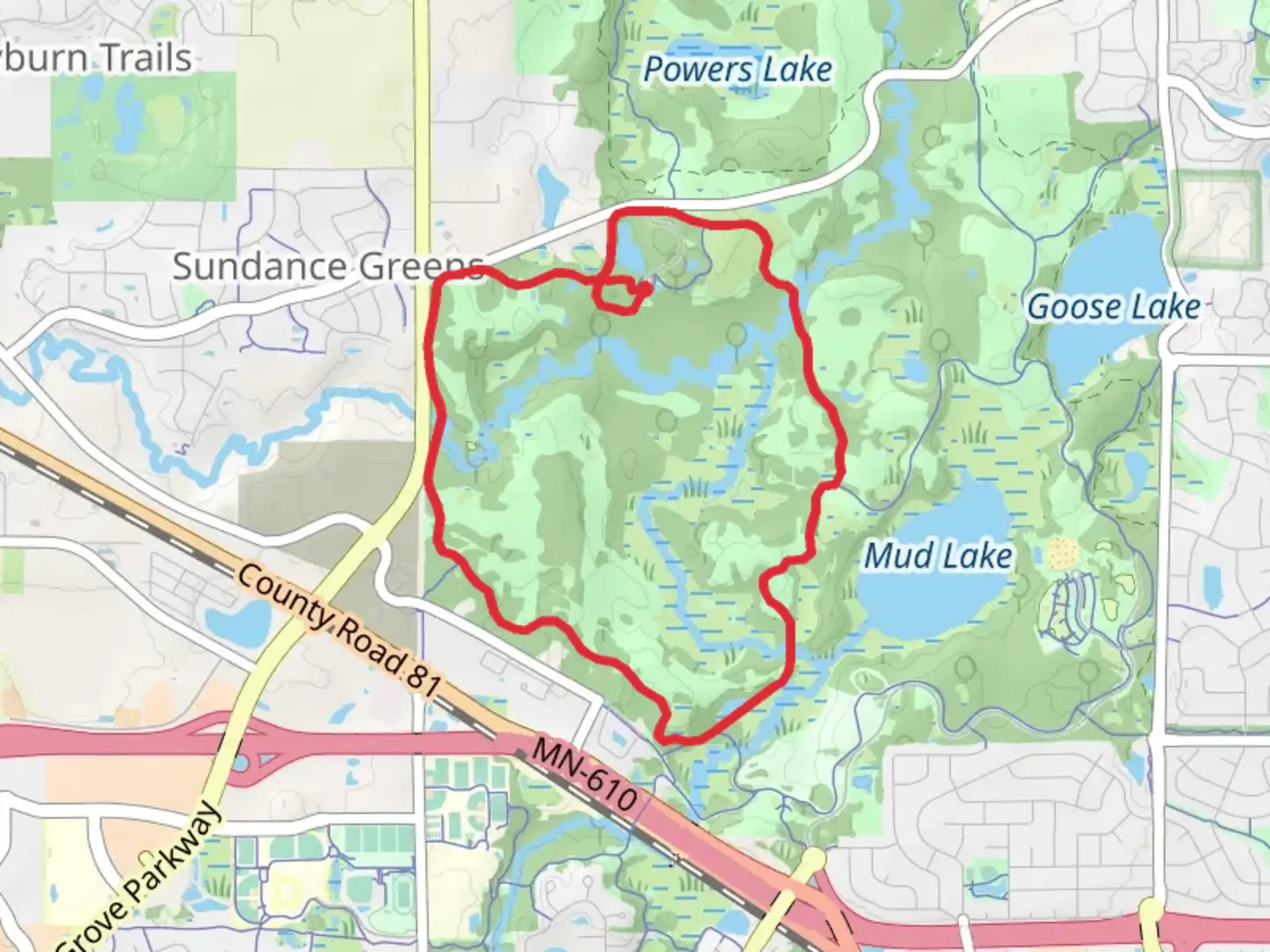 An image depicting the trail Elm Creek Winter Recreation Area West Loop and its surrounding area.