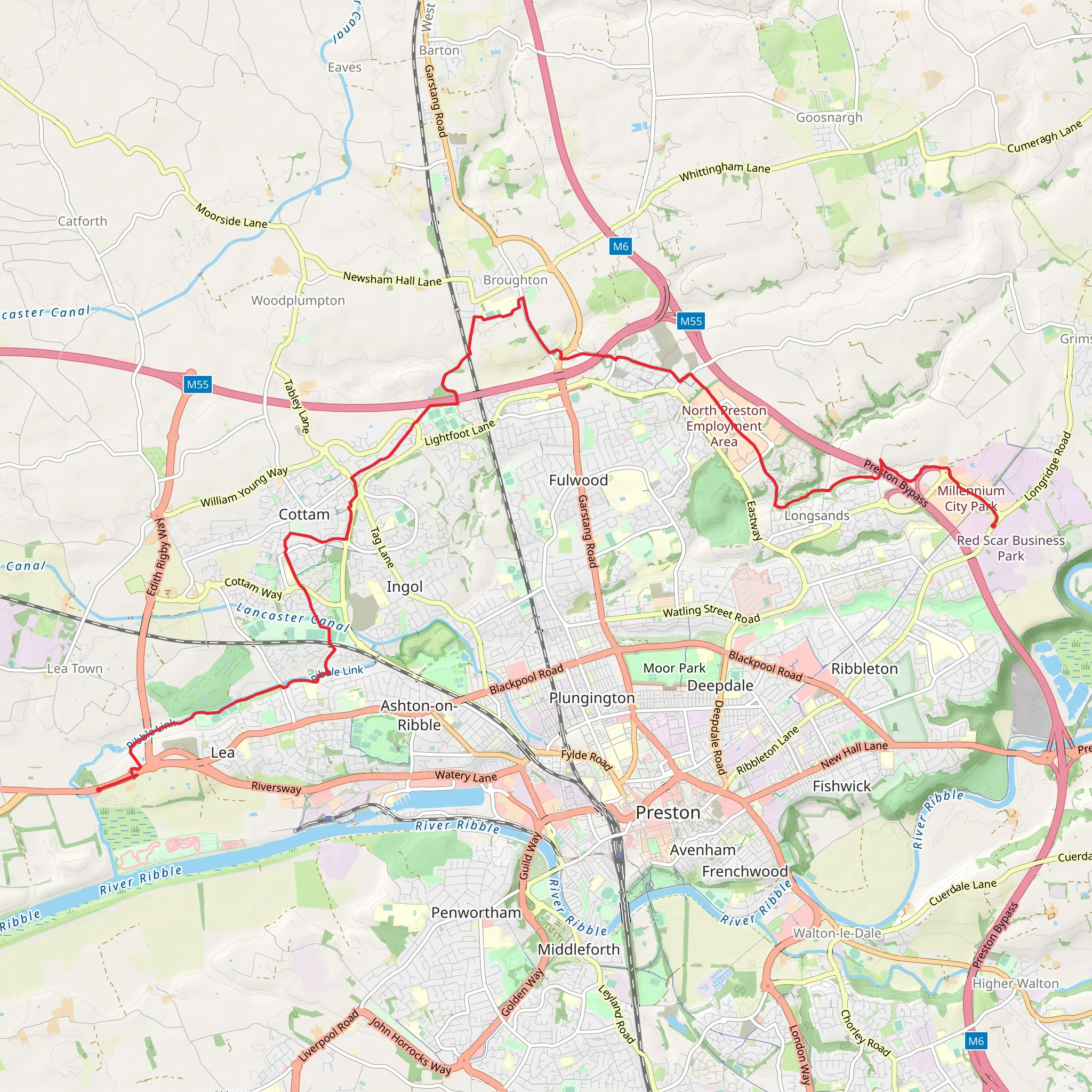 Fulwood Row to Lea Town Walk mobile static map
