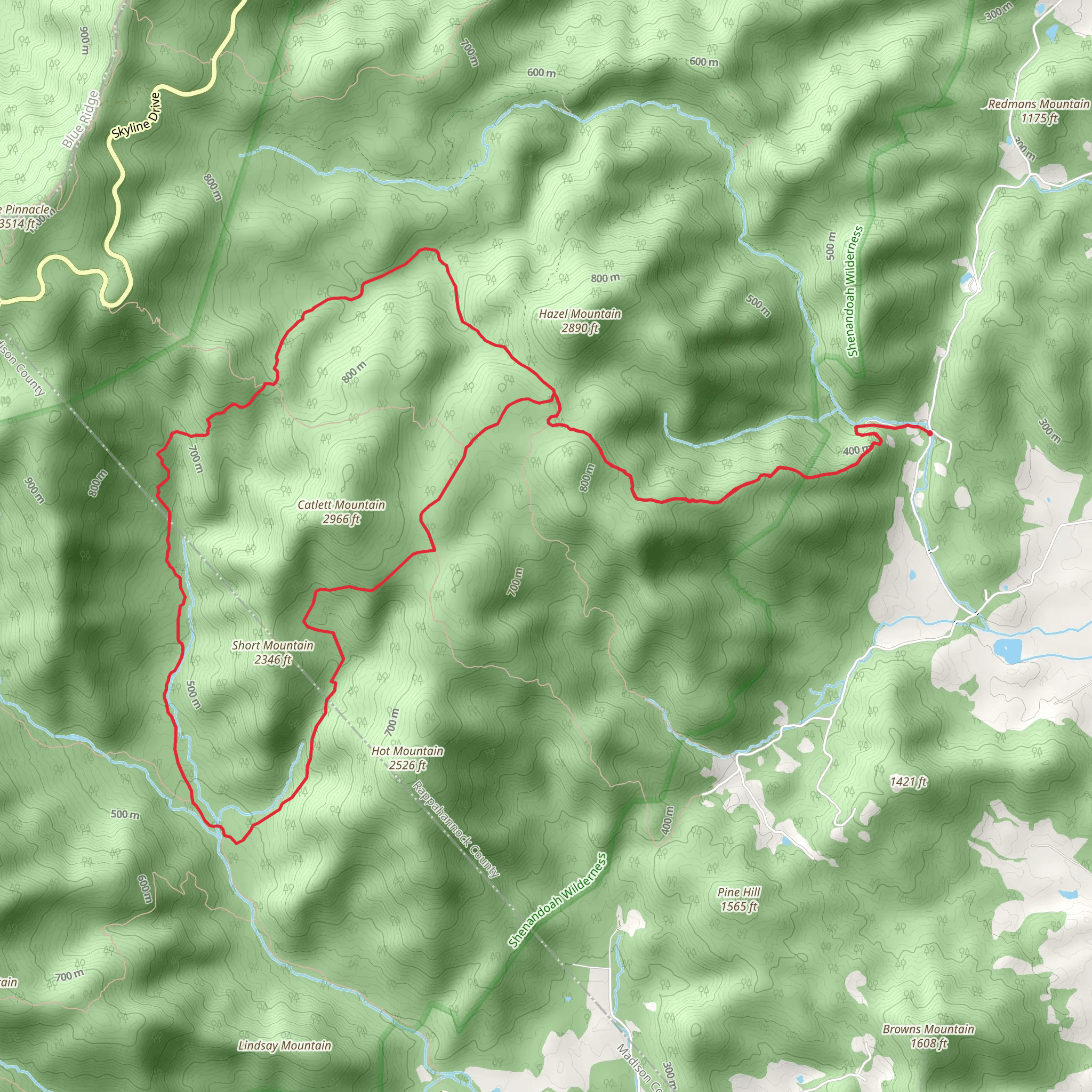 Hazel River Trail, Sam's Ridge Trail and Hannah Run Loop Trail mobile static map