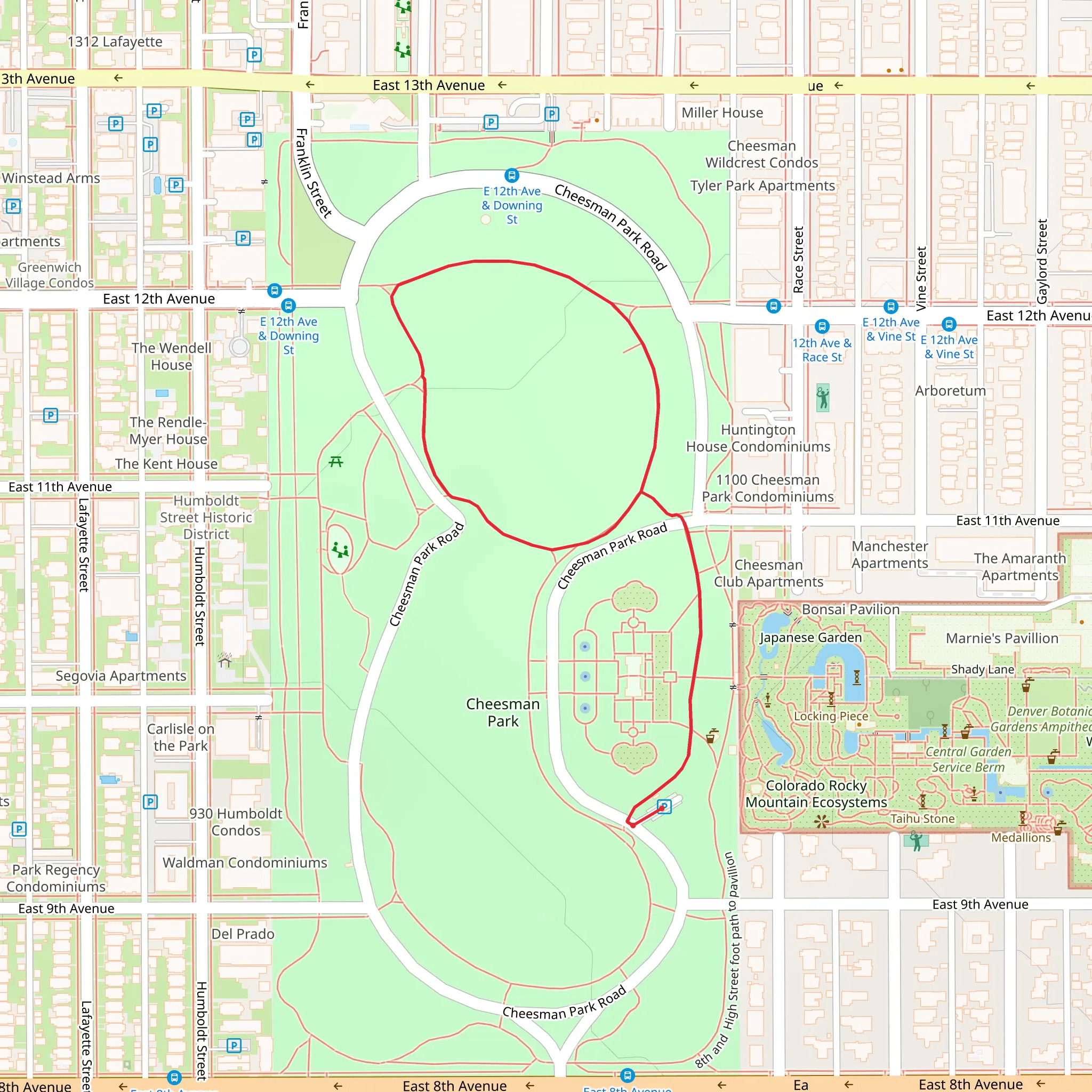 Cheesman Park Loop - North mobile static map