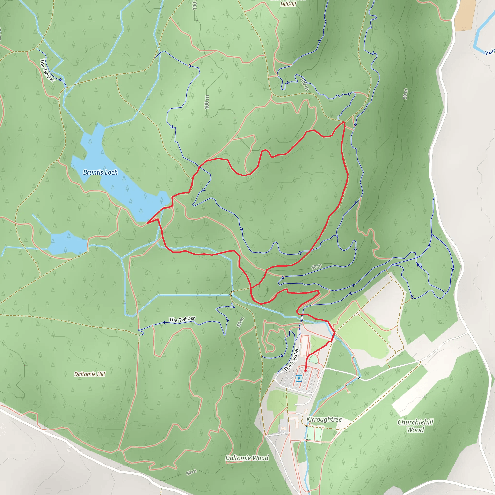 Bruntis Loch - Anniversary Cairn Loop Trail mobile static map