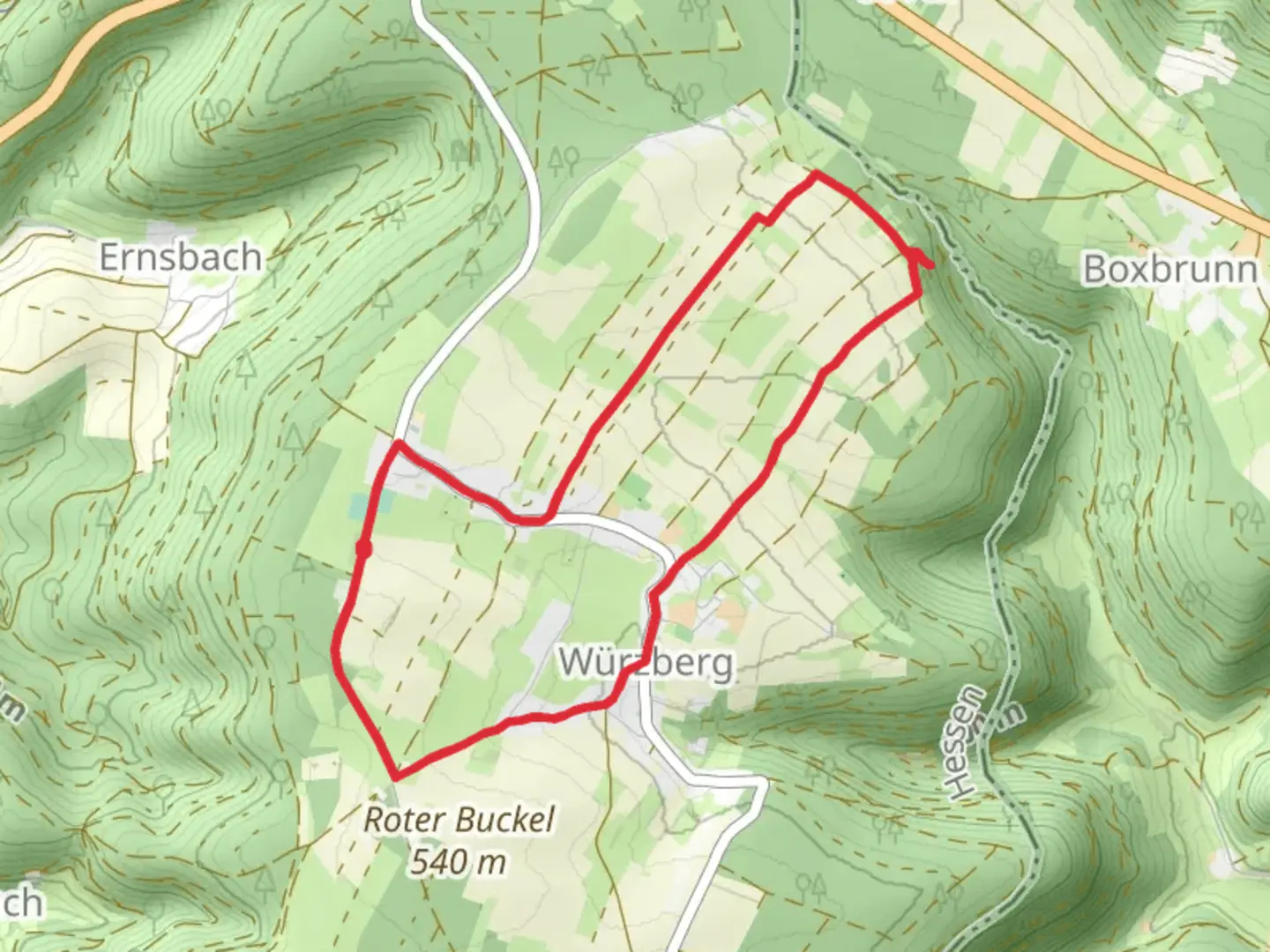 An image depicting the trail Würzberg Loop via Hohler Stein and its surrounding area.