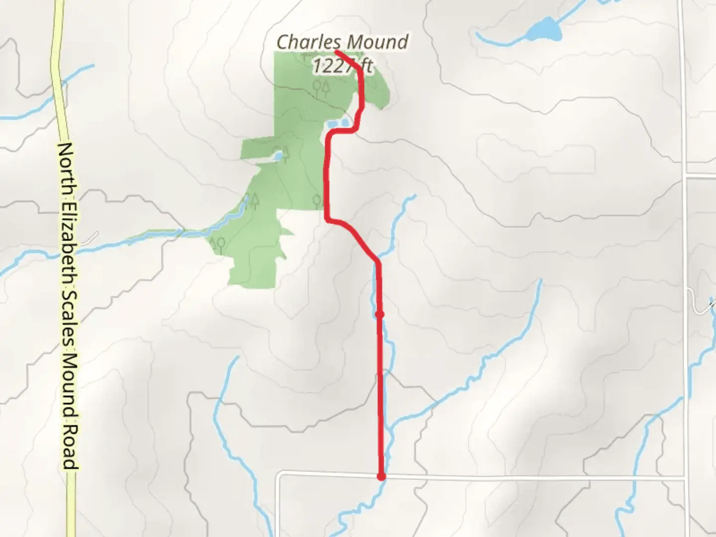 An image depicting the trail Charles Mound Trail and its surrounding area.