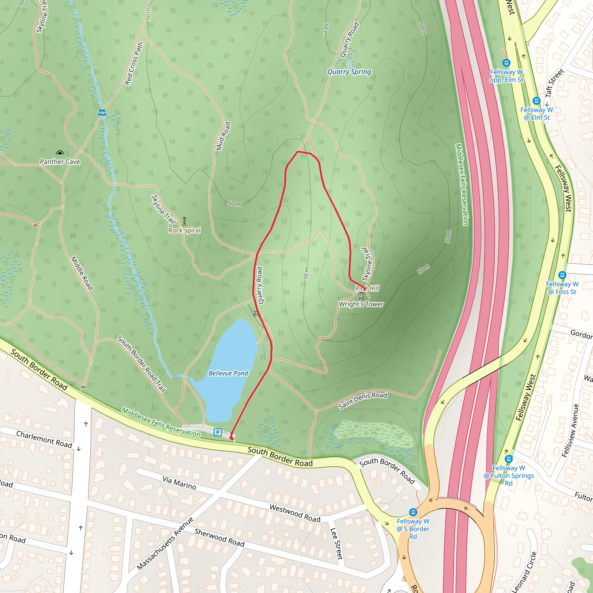 Pine Hill via Quarry Road mobile static map