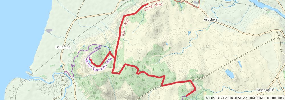 Dungiven to Castlerock via The North Sperrins Way stage 3 Map