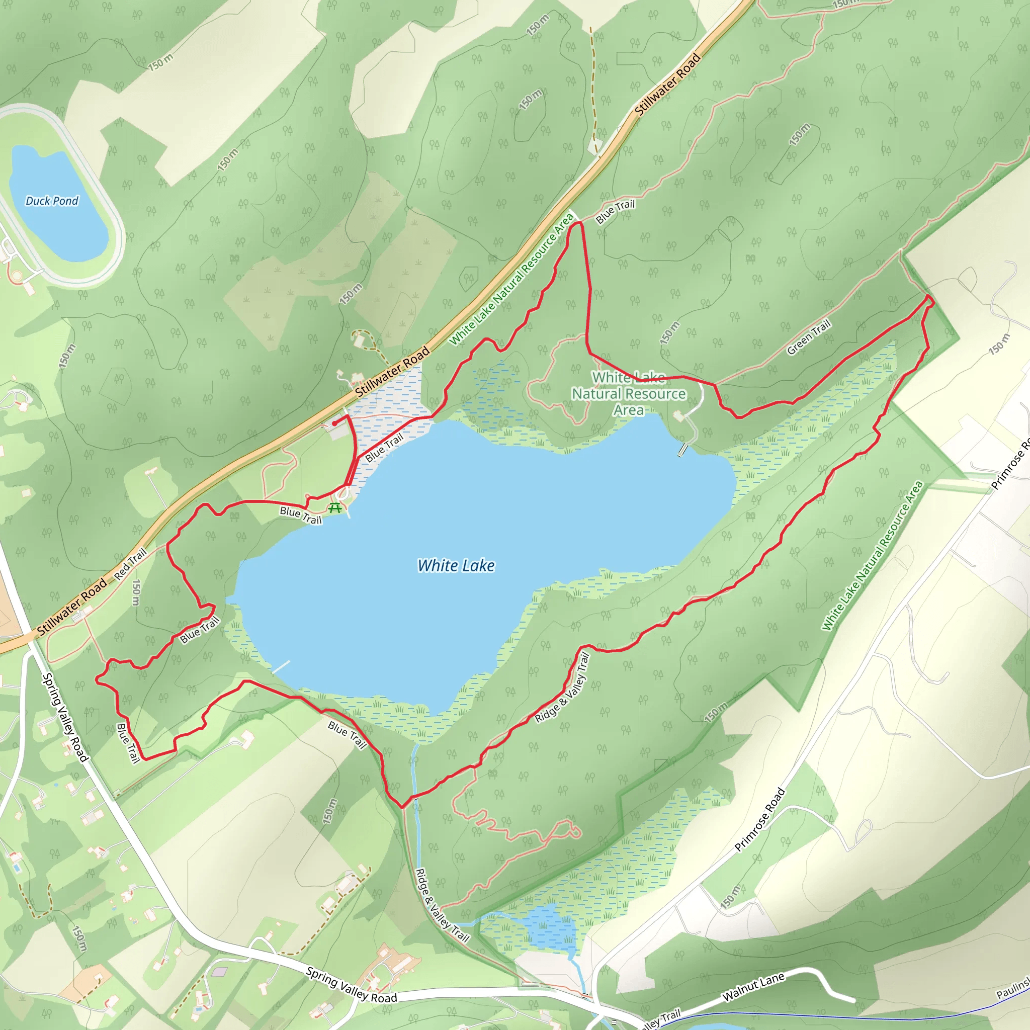 White Lake - Blue, Green and Red Loop Trail mobile static map