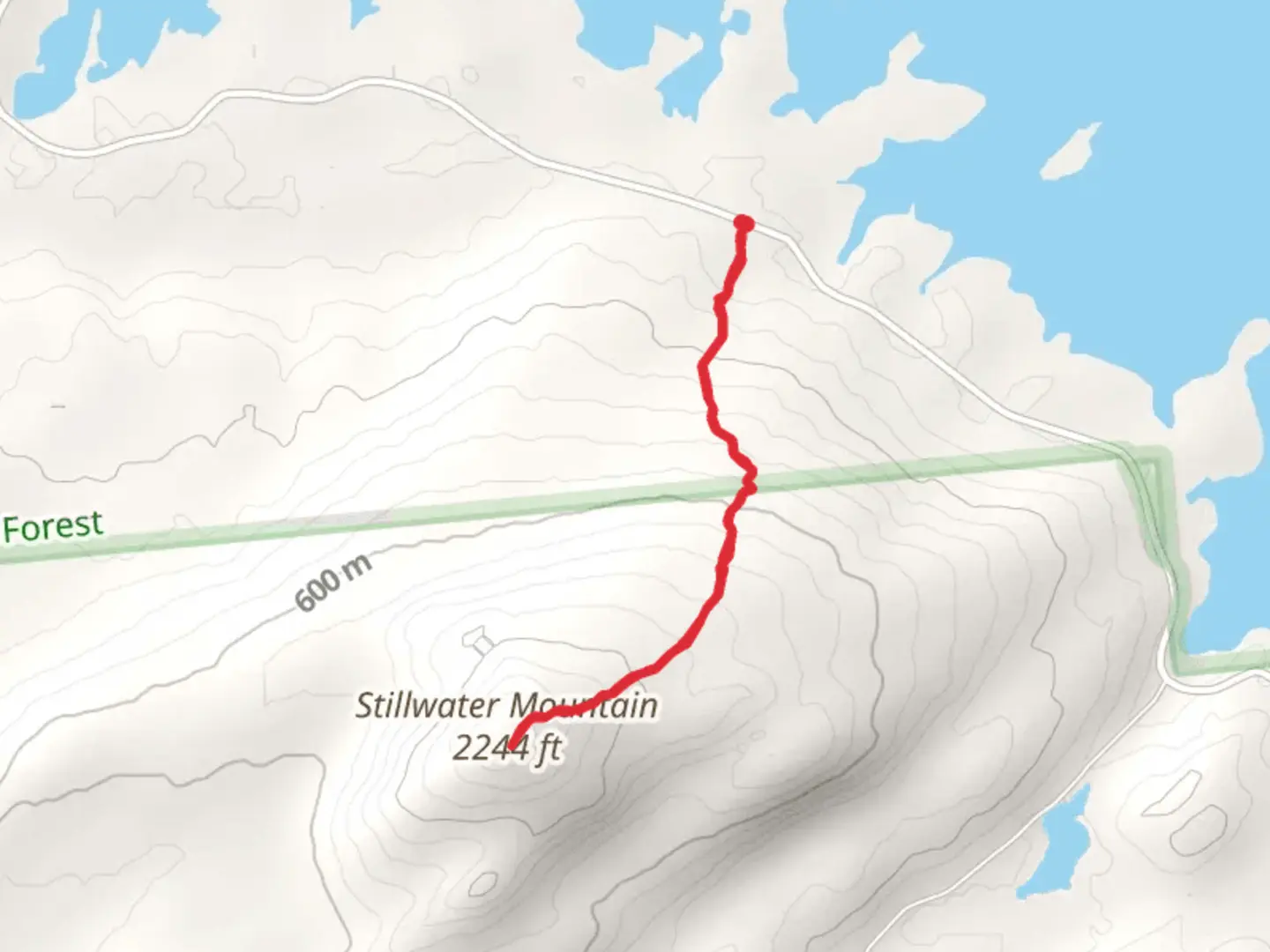 An image depicting the trail Stillwater Mountain from Stillwater-Big Moose Road and its surrounding area.