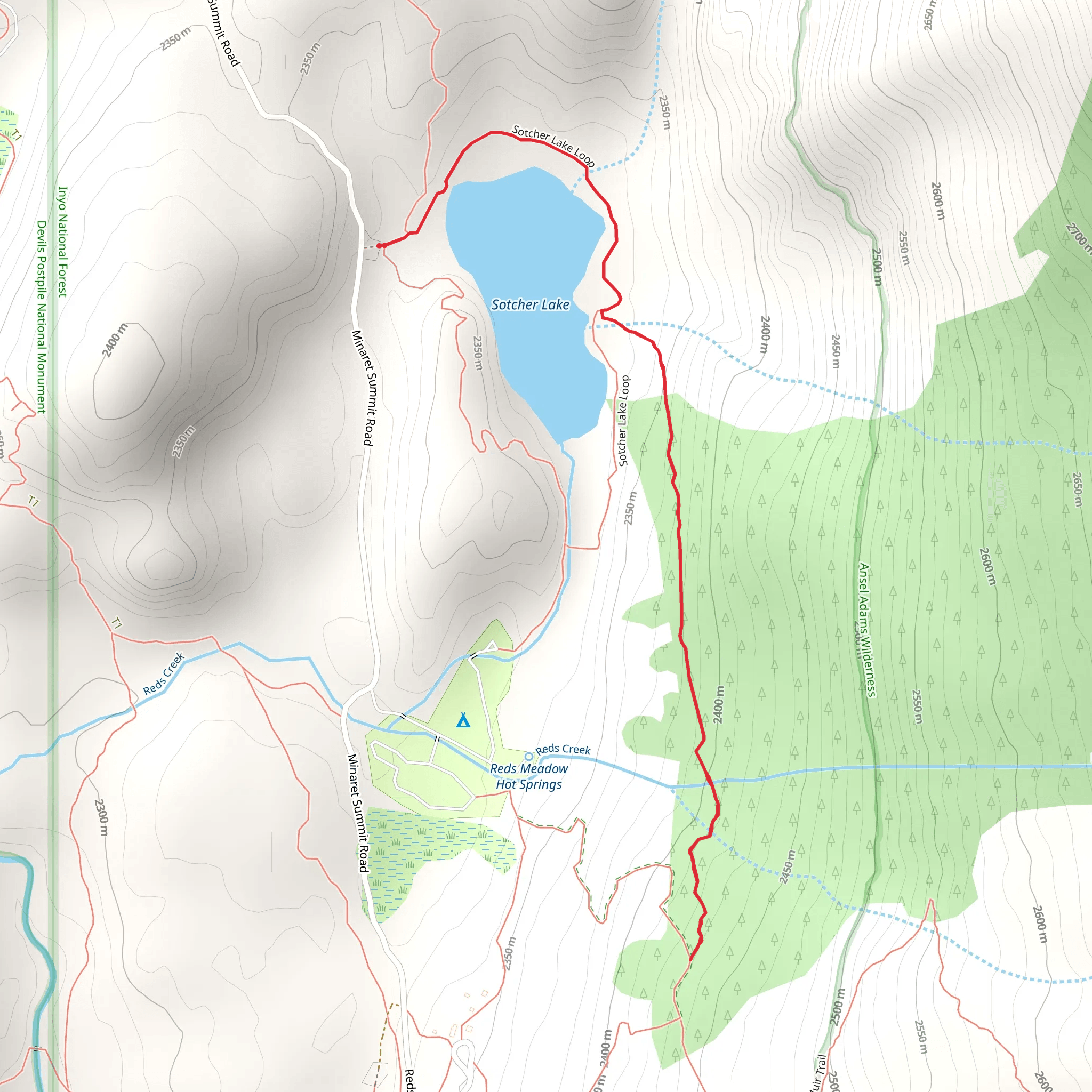 Sotcher Lake - Mammoth Pass Trail mobile static map