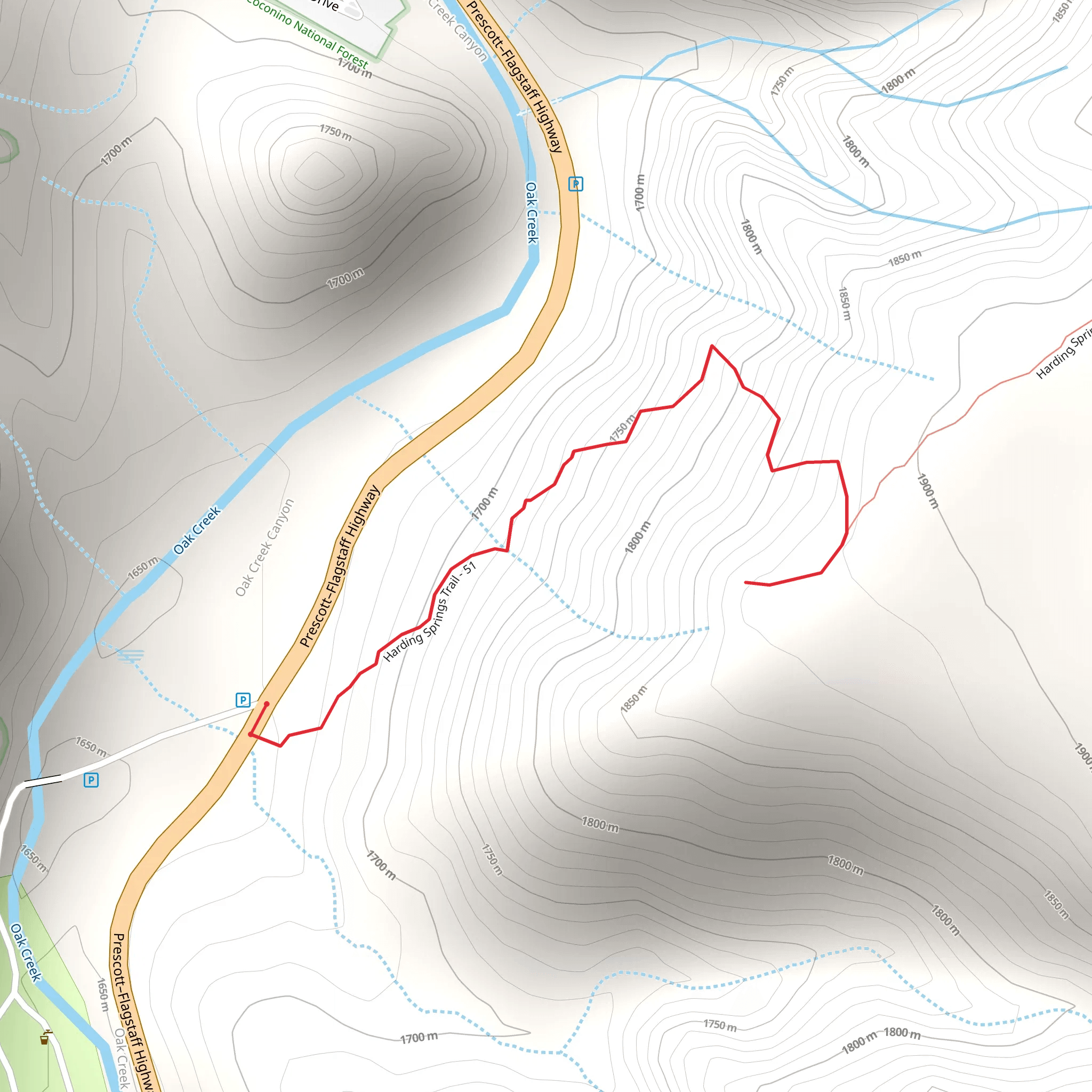 Harding Springs Trail mobile static map