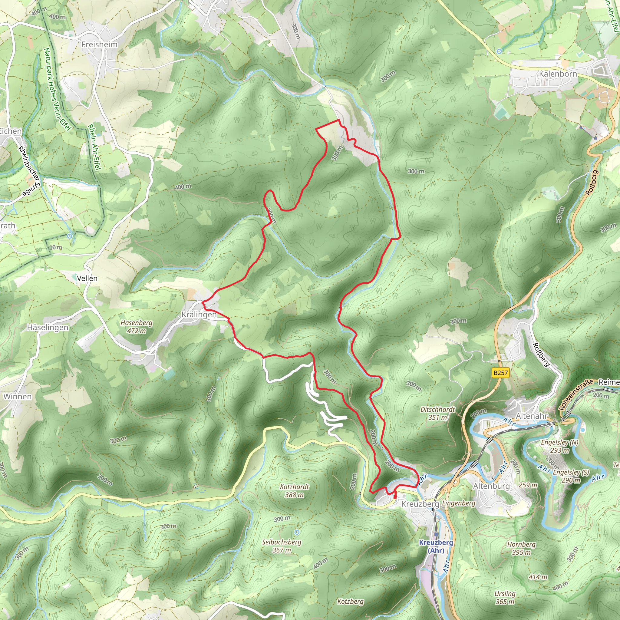 Kreuzberg, Unterkrälingen and Feriendorf Vischel Loop via Ahr Venn Weg Ab Etappe 2 mobile static map