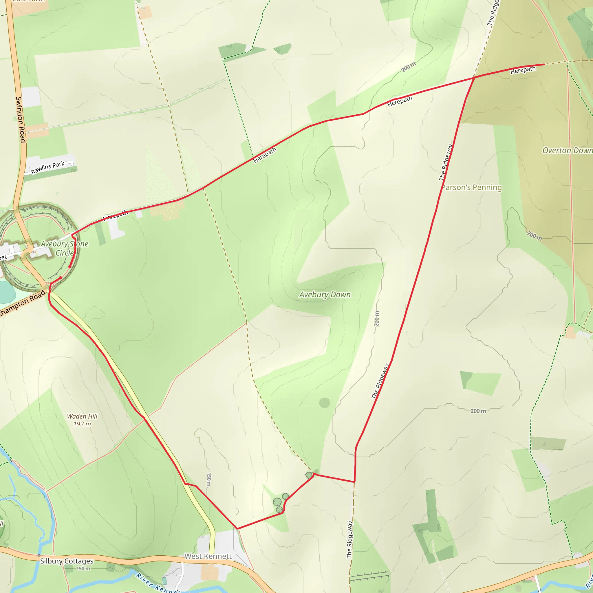 Avebury and Wessex Ridgeway mobile static map