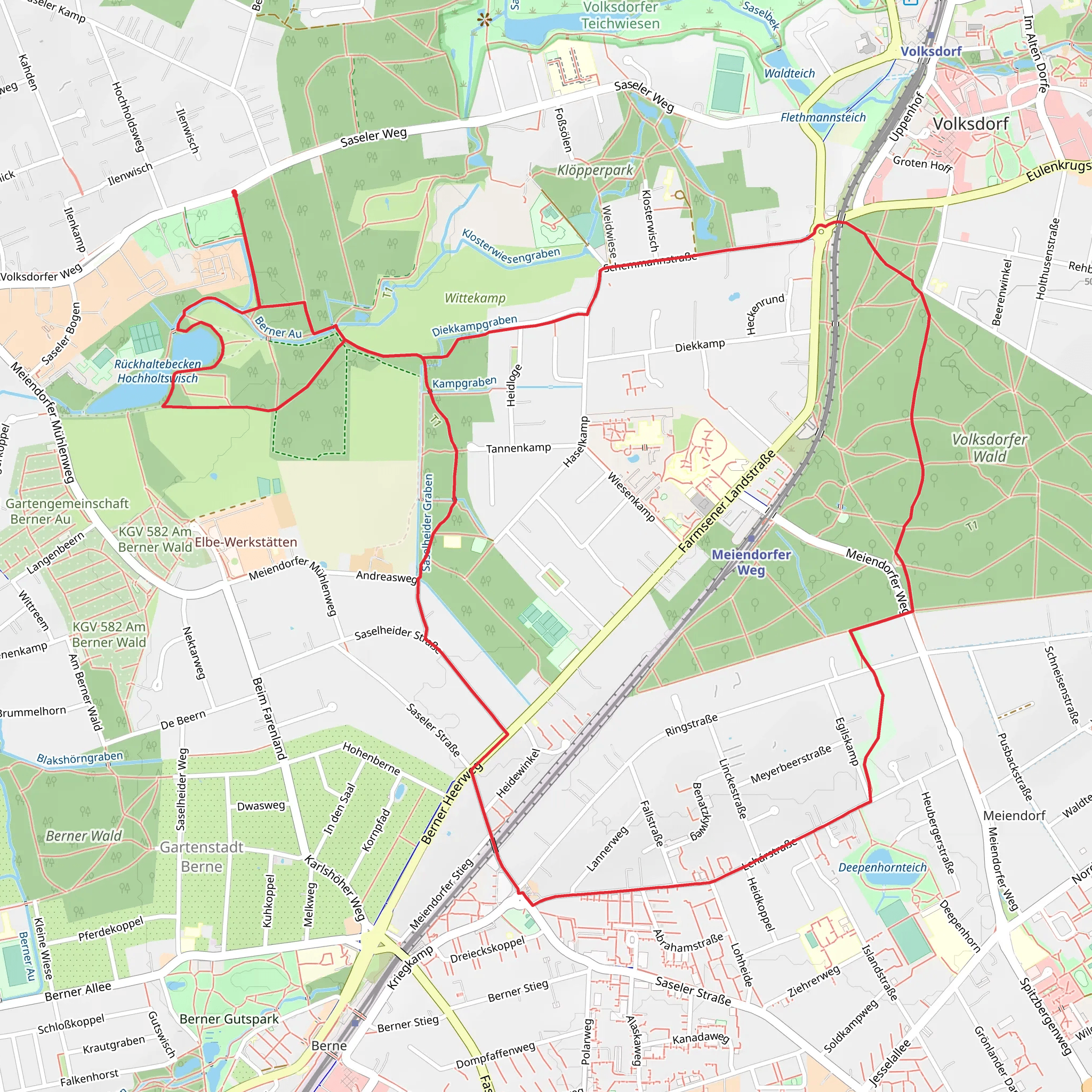 Rückhaltebecken Hochholtswisch and Meiendorfer Weg Loop mobile static map