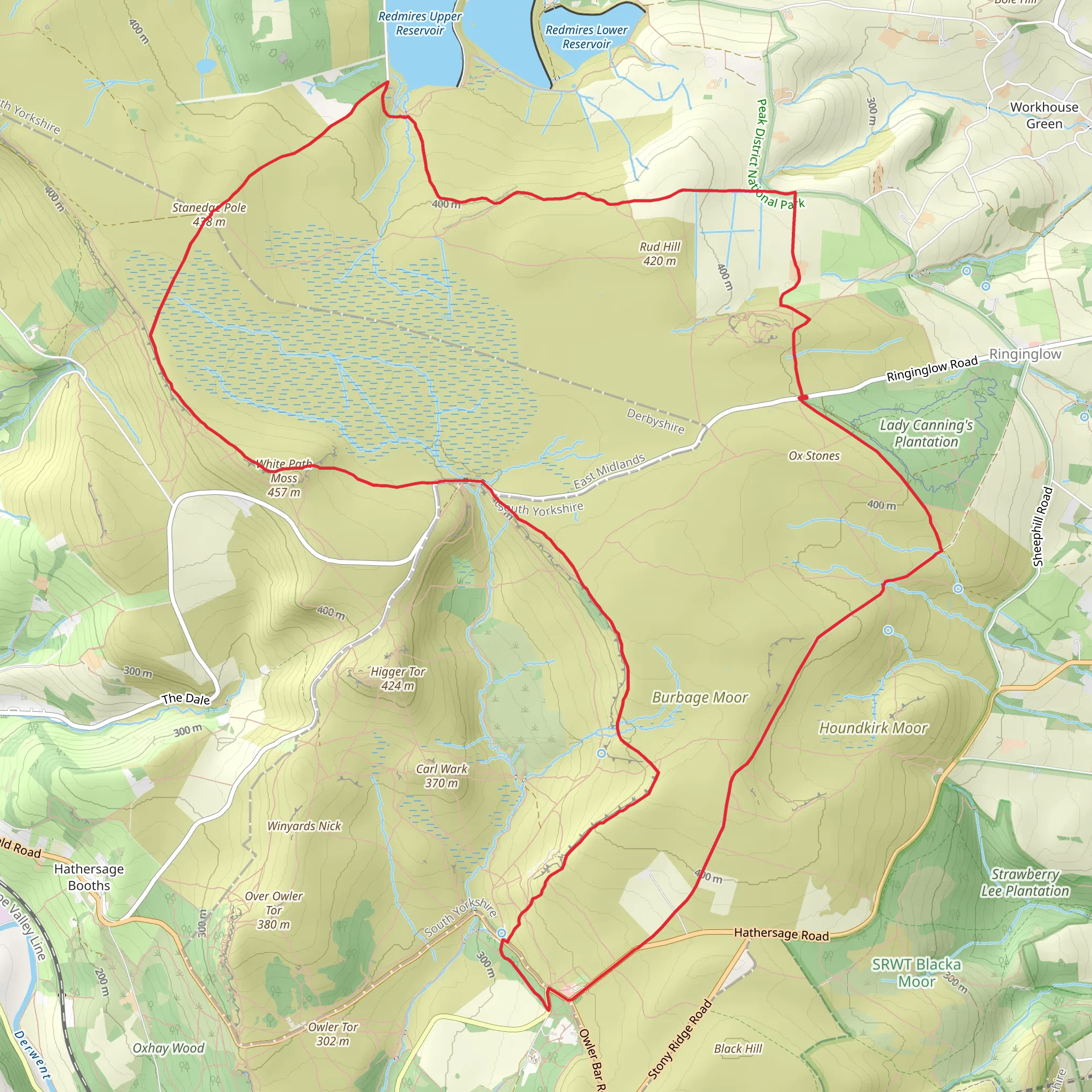 Sheffield Country Walk - Burbage Moor and Redmires mobile static map