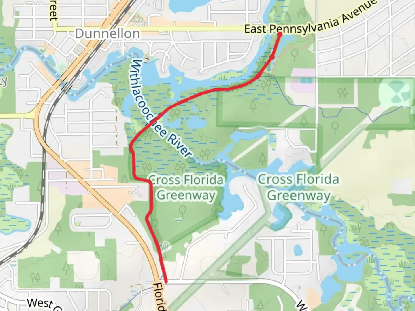 An image depicting the trail Dunnellon Trail and Cross Florida Greenway and its surrounding area.