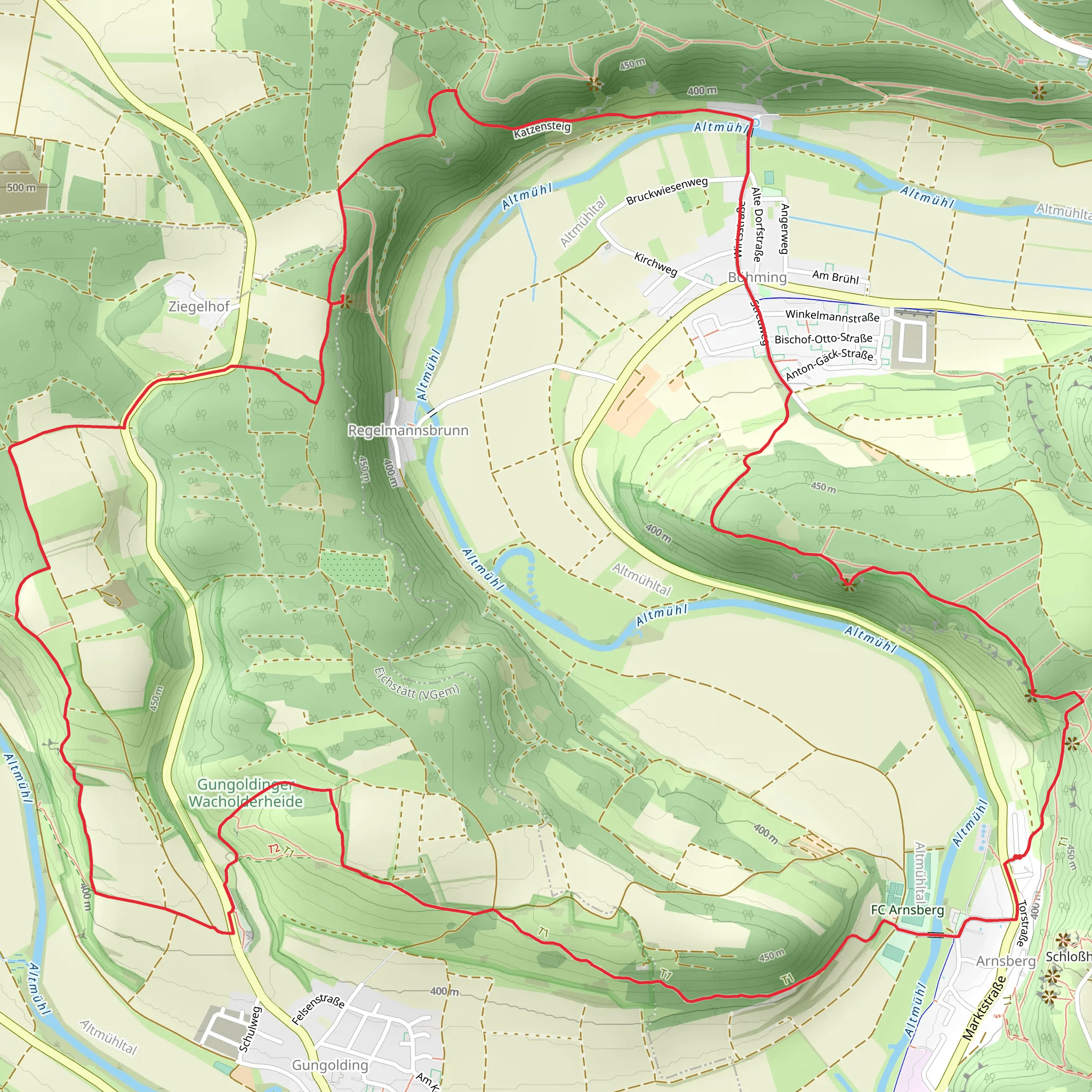 Altmuehtal Panoramaweg and Schambachtal mobile static map