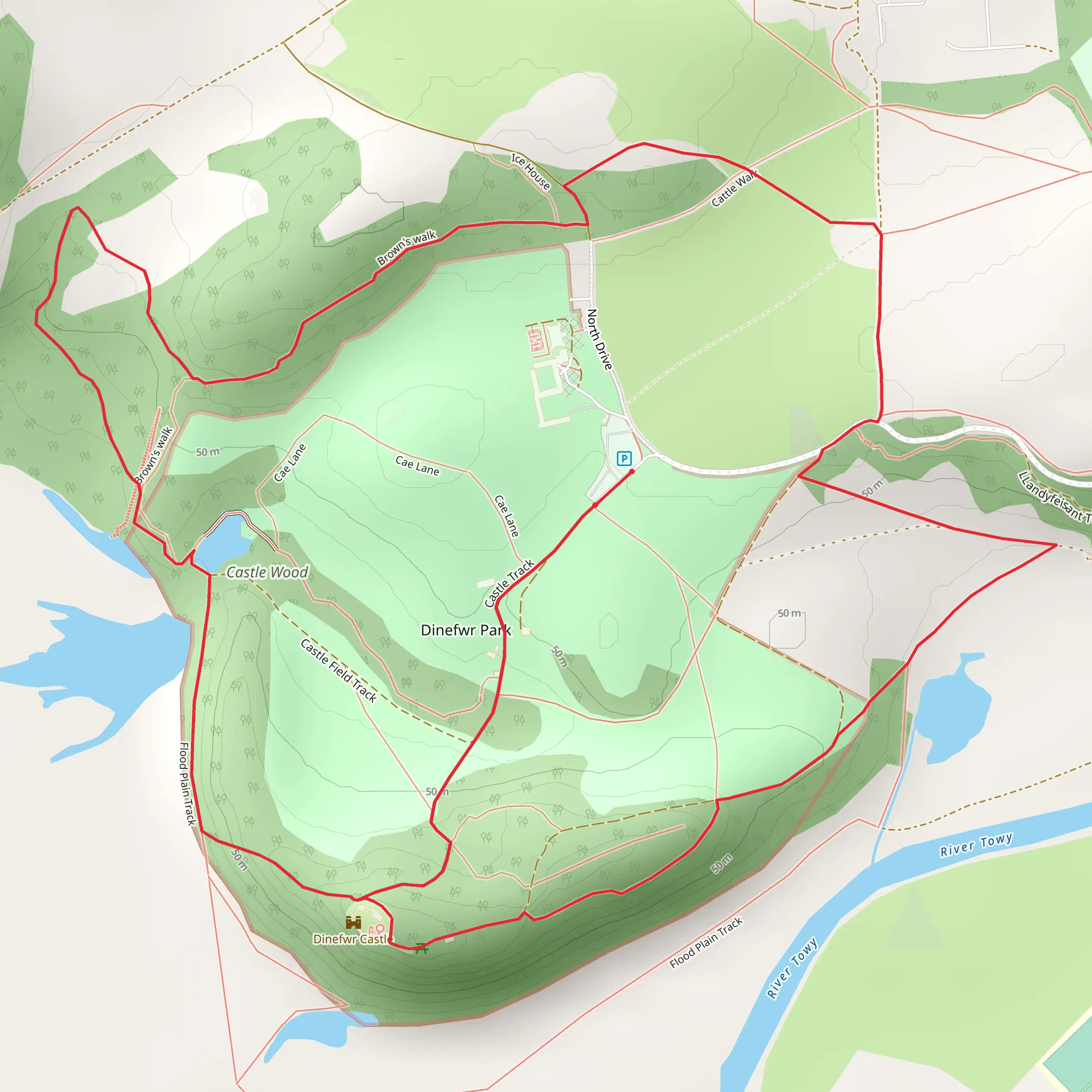 Dinefwr Park Loop mobile static map