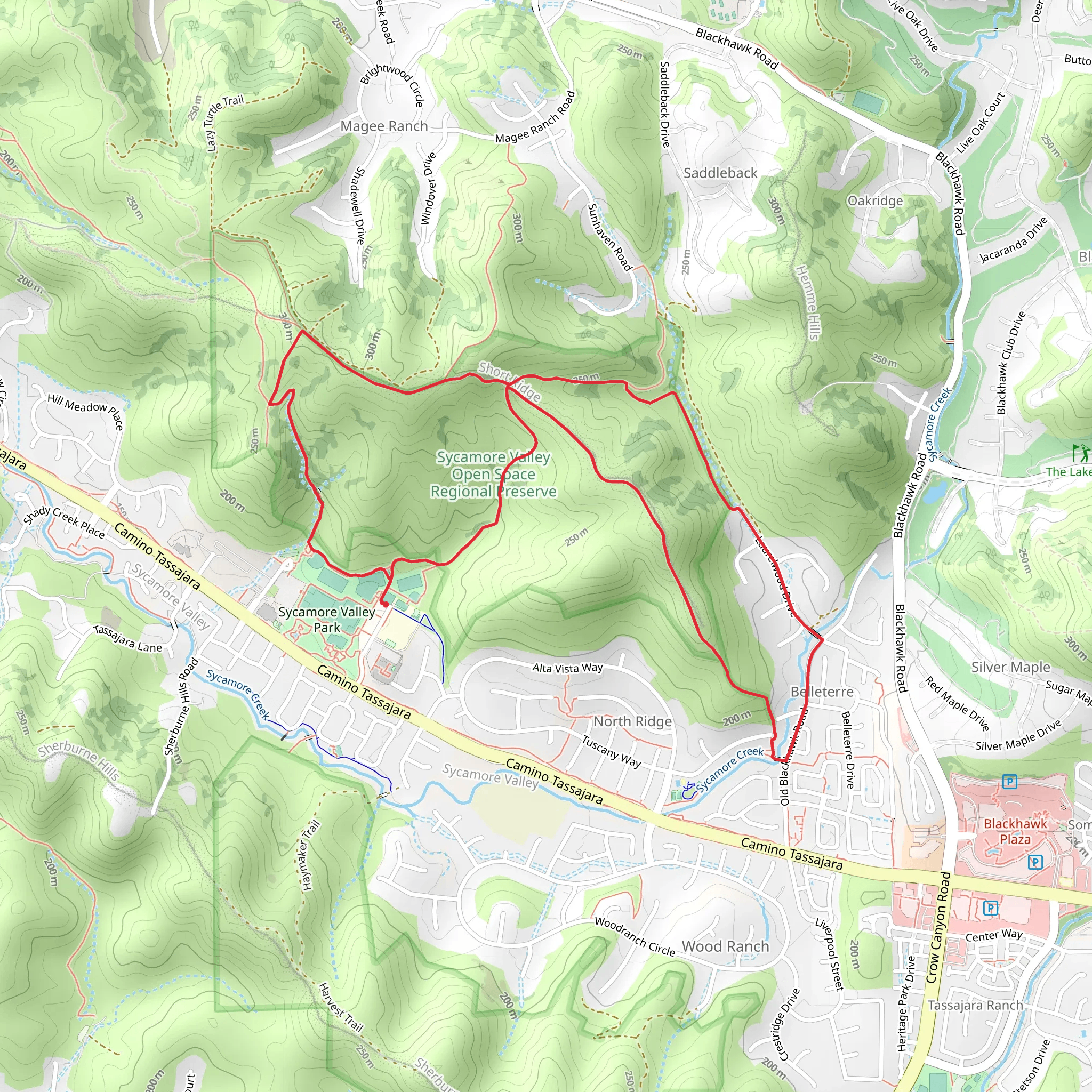 Sand Hill, Short Ridge Trail and Shady Slope Trail Loop mobile static map