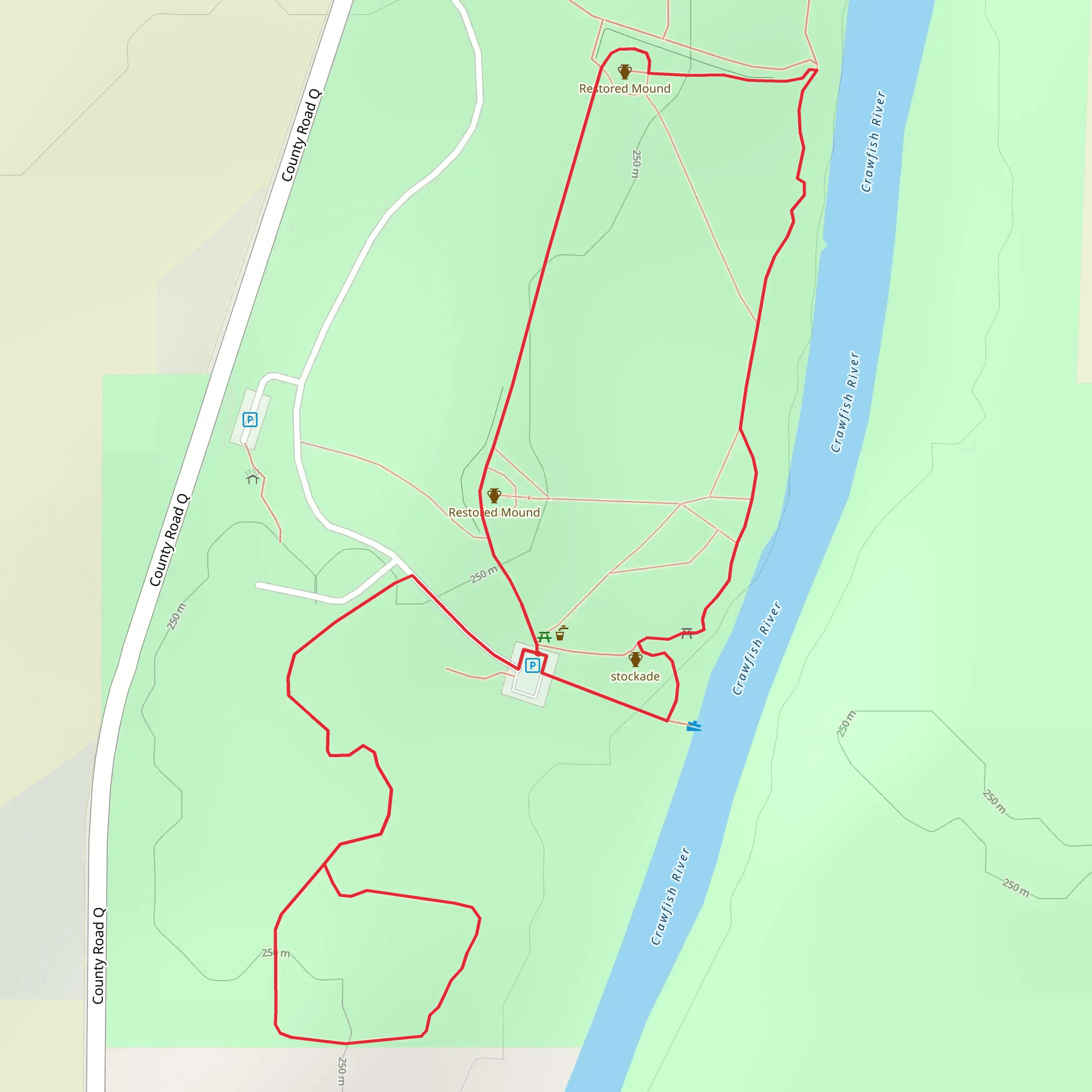 Aztalan State Park Loop mobile static map