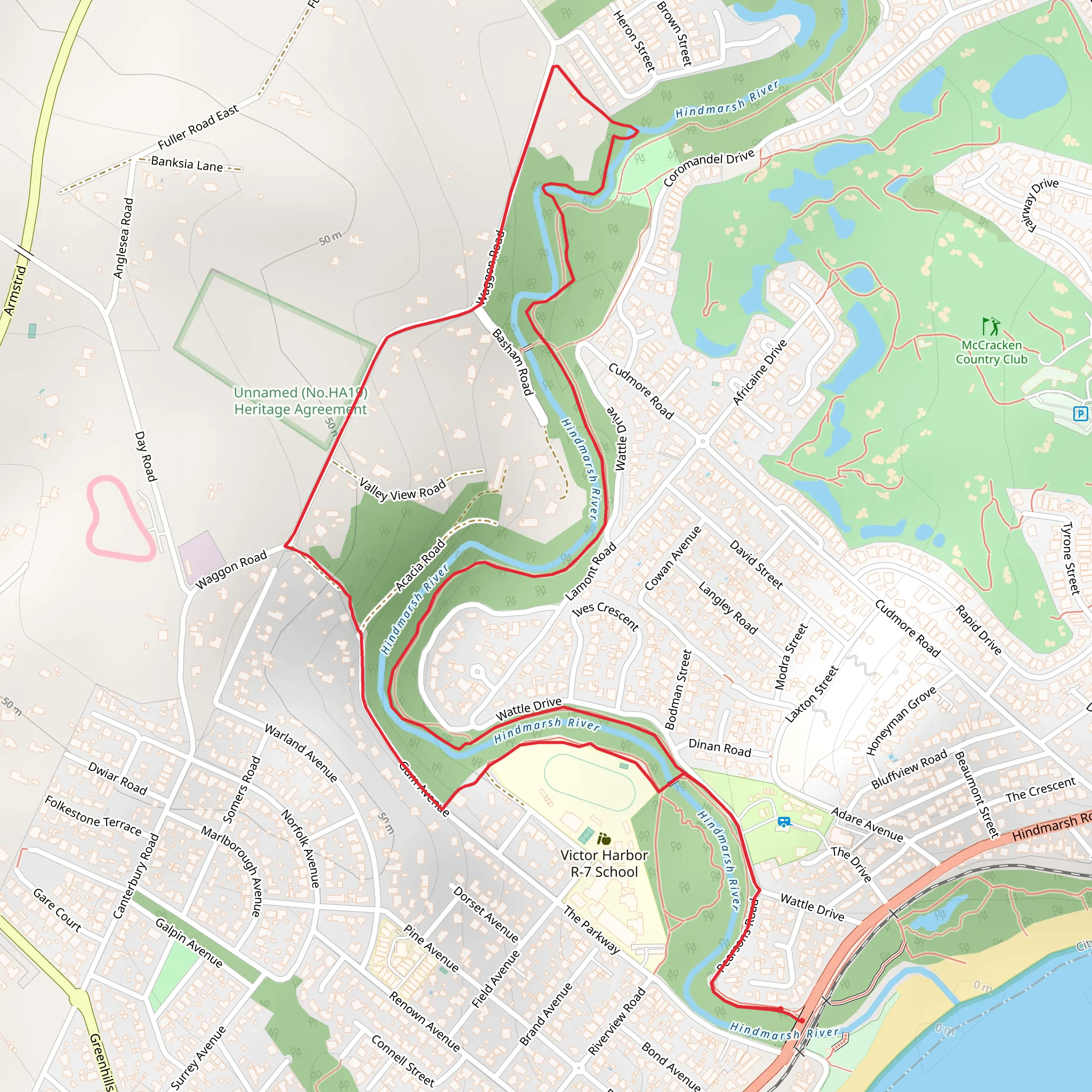 Hindmarsh River Walk mobile static map