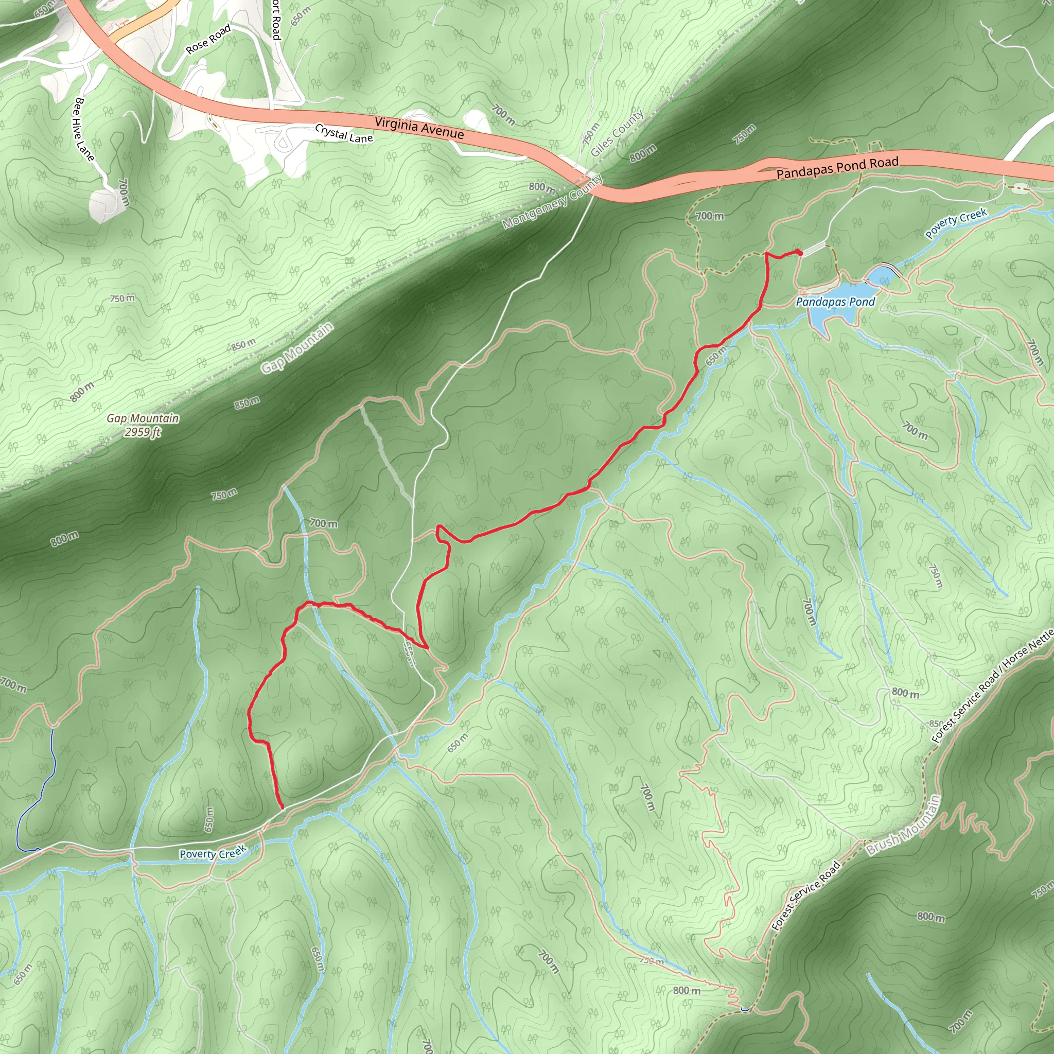 Queen Anne Trail via Poverty Creek Trail mobile static map