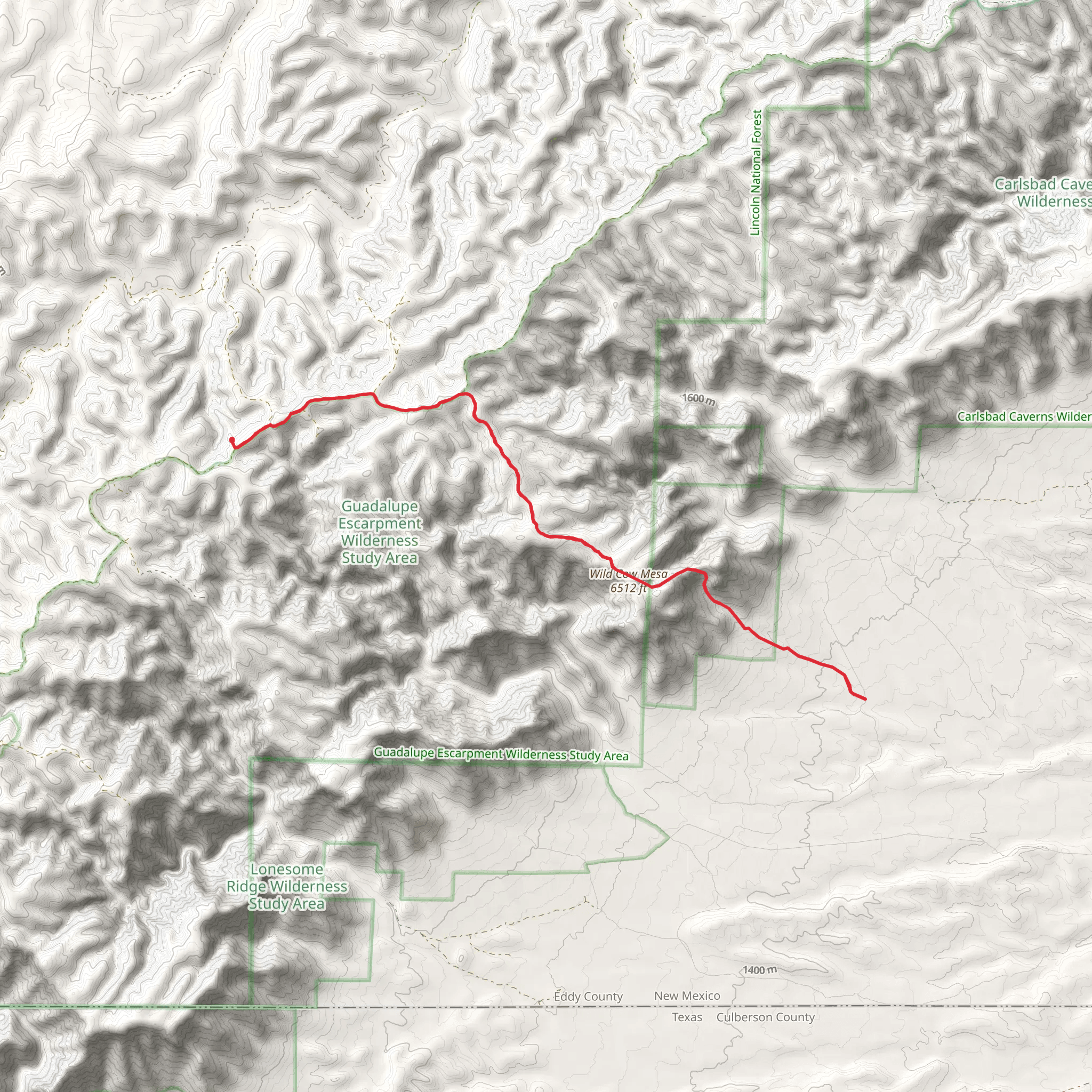 Wild Cow Mesa via Ussery Trail mobile static map