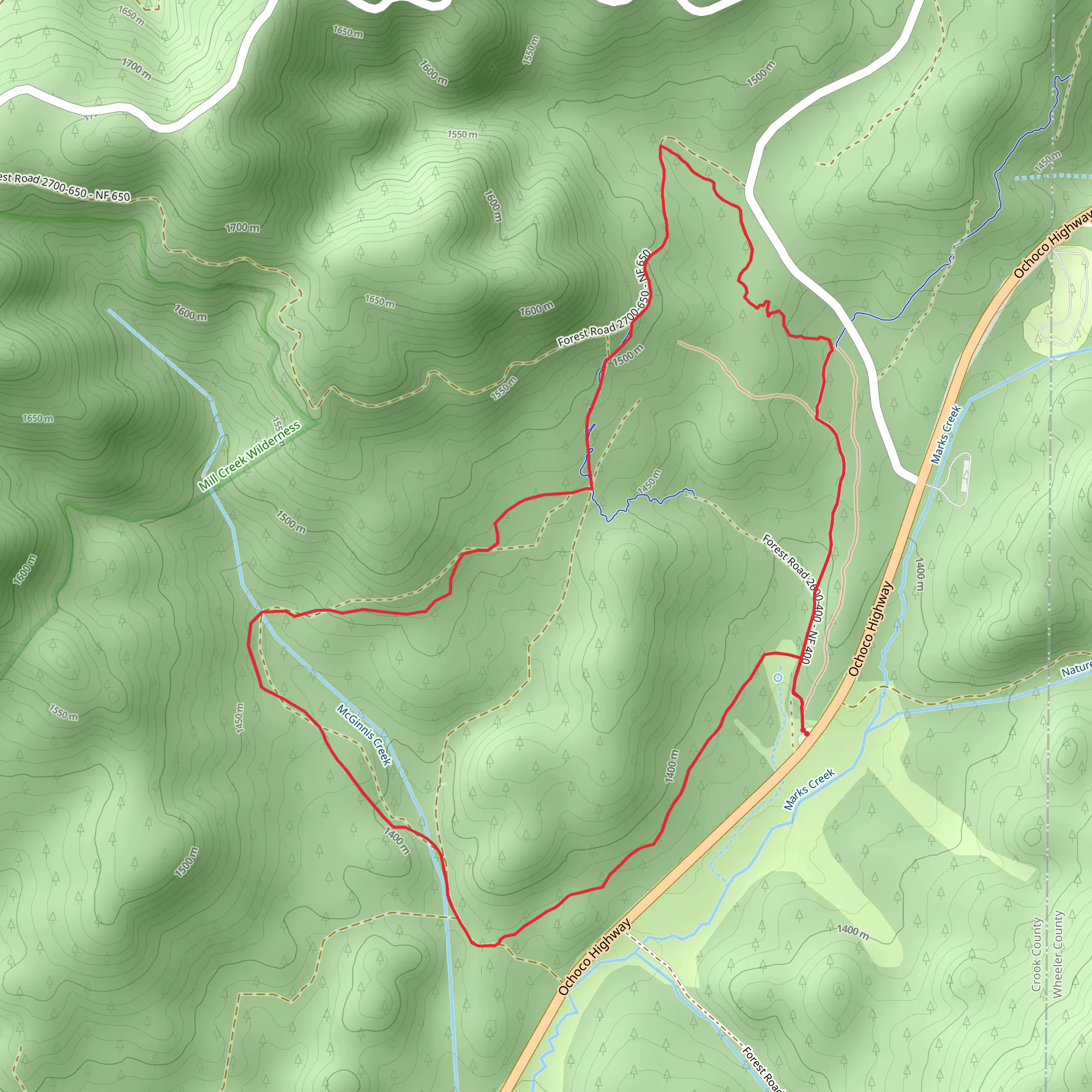McGinnis Creek Loop Trail mobile static map