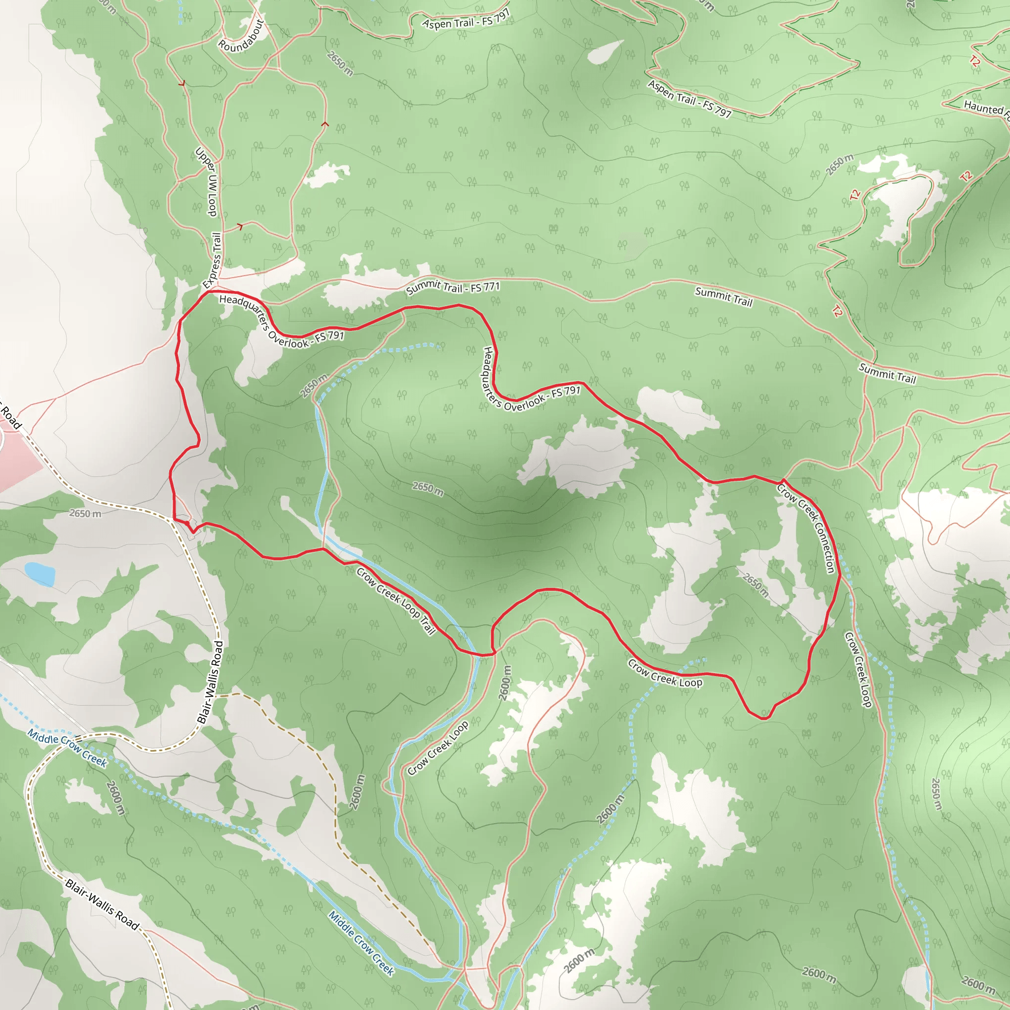 Headquarters Overlook - Crow Creek Loop Trail mobile static map