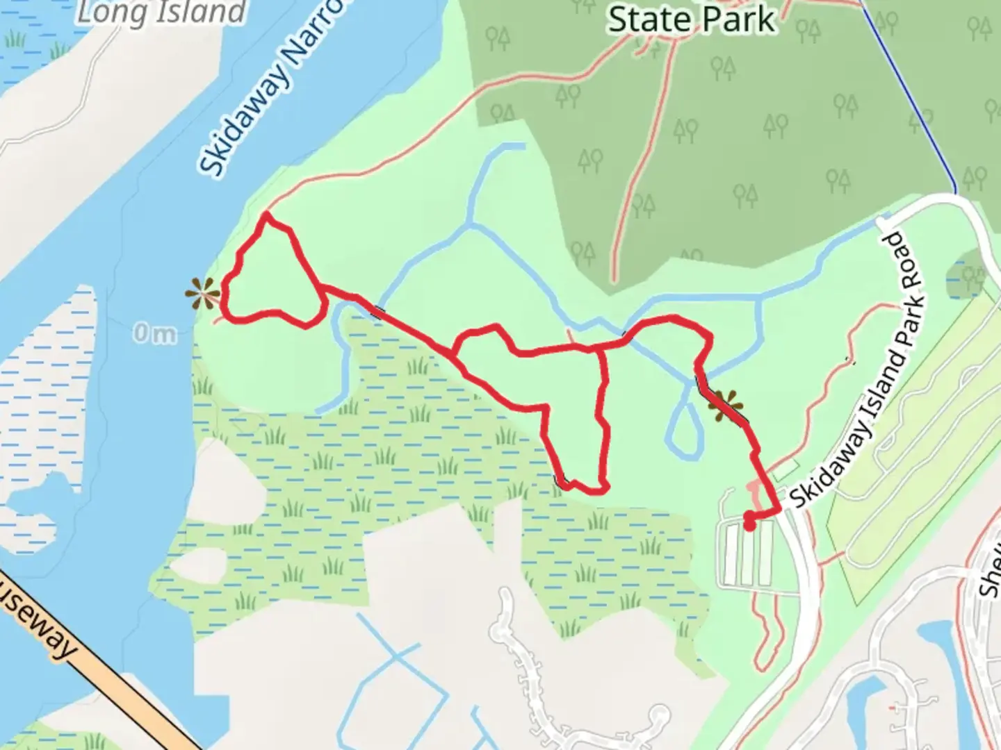 An image depicting the trail Sandpiper Trail and Avian Loop Trail and its surrounding area.